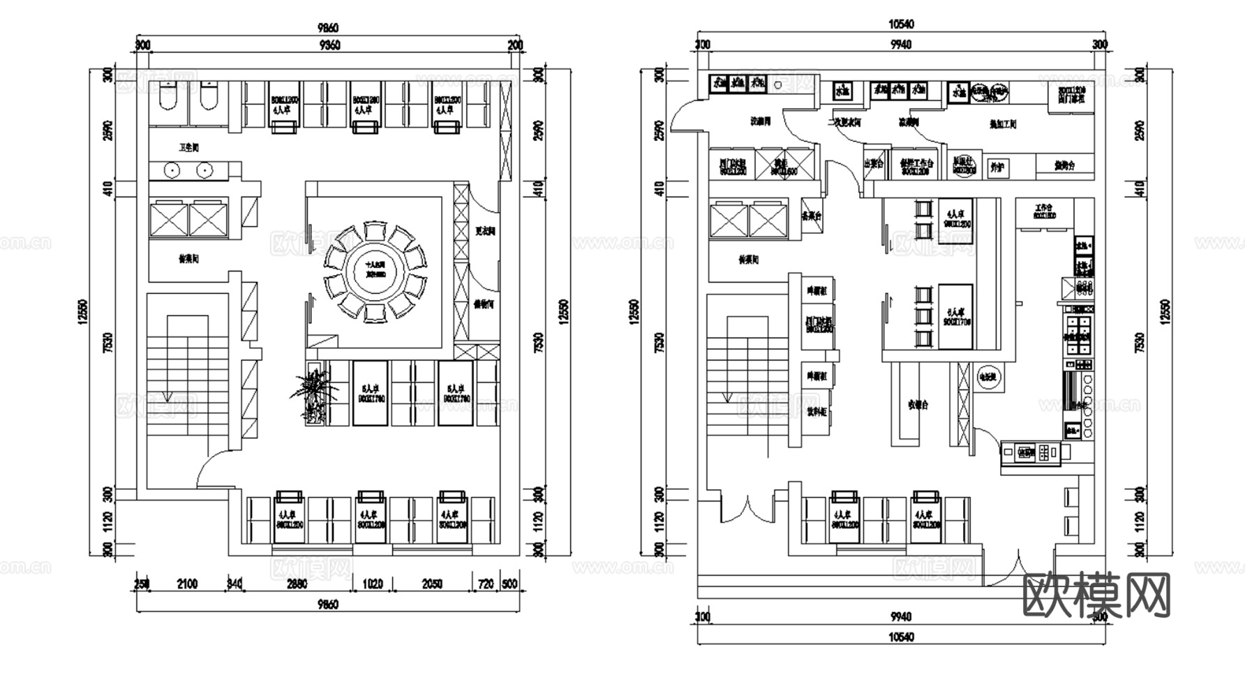 29套现代烧烤烤肉烤串店CAD平面设计方案cad施工图