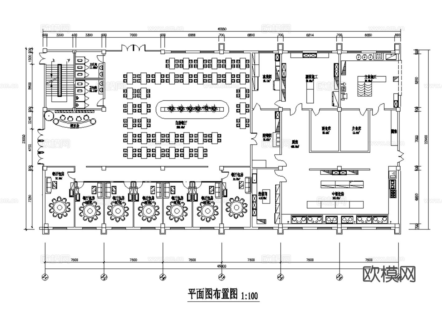 29套现代烧烤烤肉烤串店CAD平面设计方案cad施工图