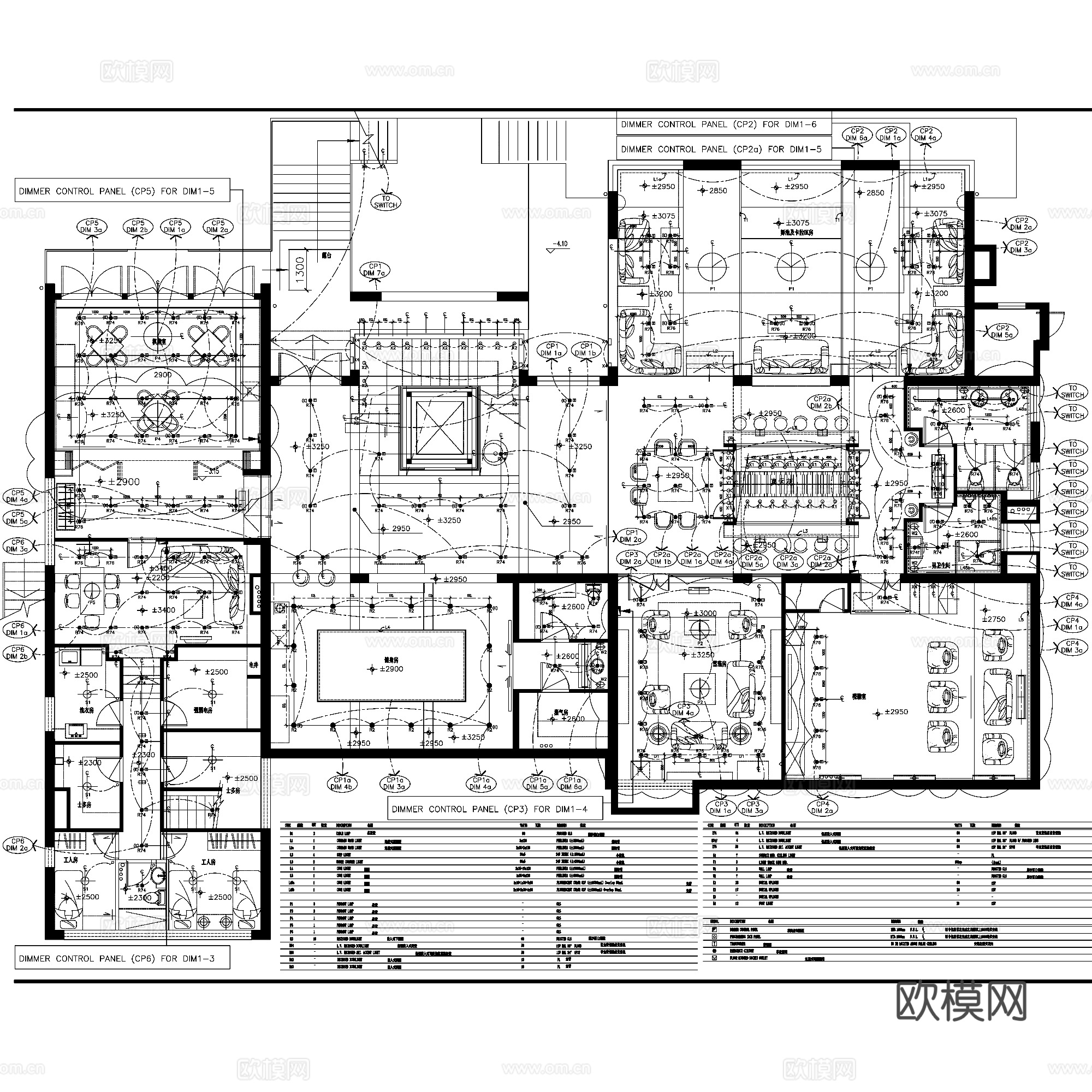 金林半岛会所地下层灯光照明设计平面CAD施工图cad施工图