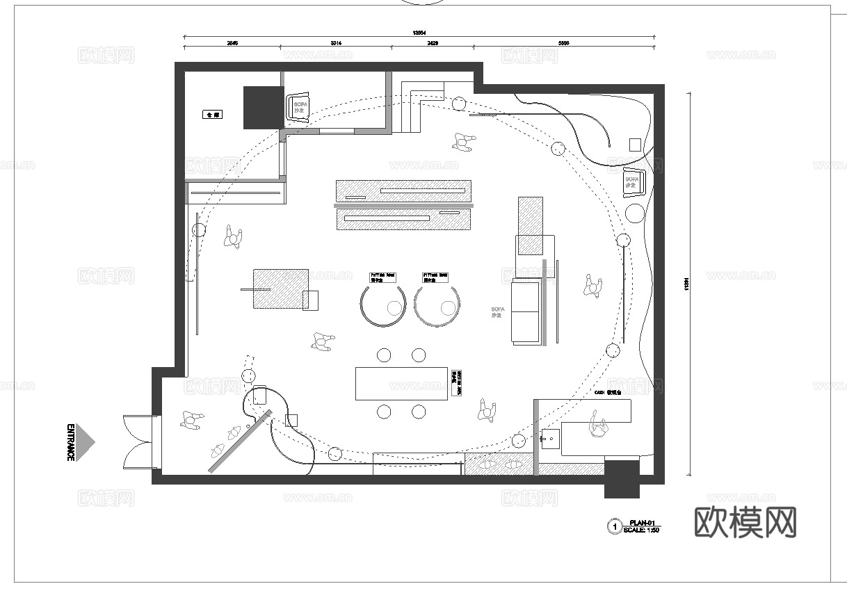 50套男装女装服装店 最新平面施工图设计cad施工图