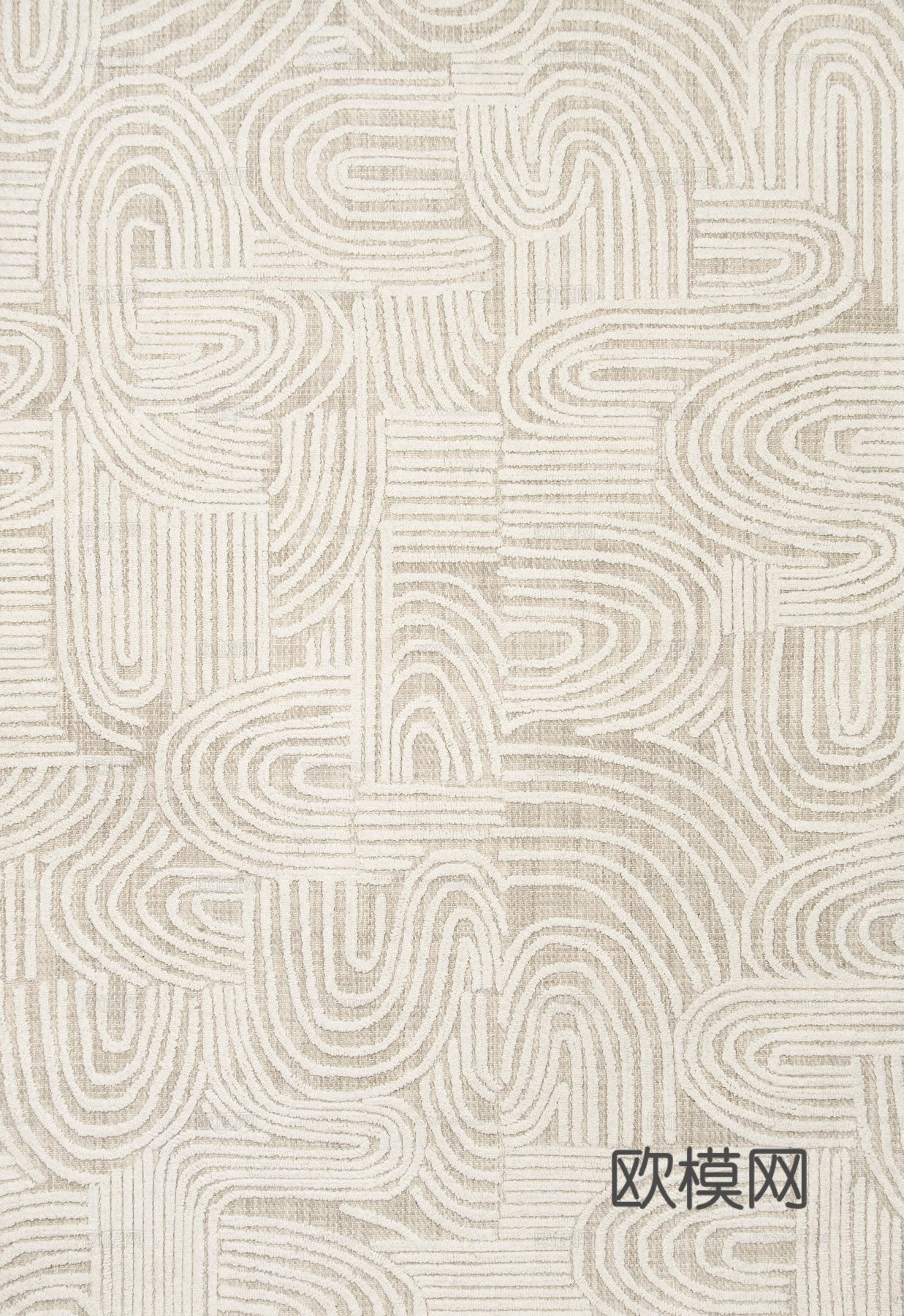 新中式现代地毯 几何地毯 浅棕色贴图