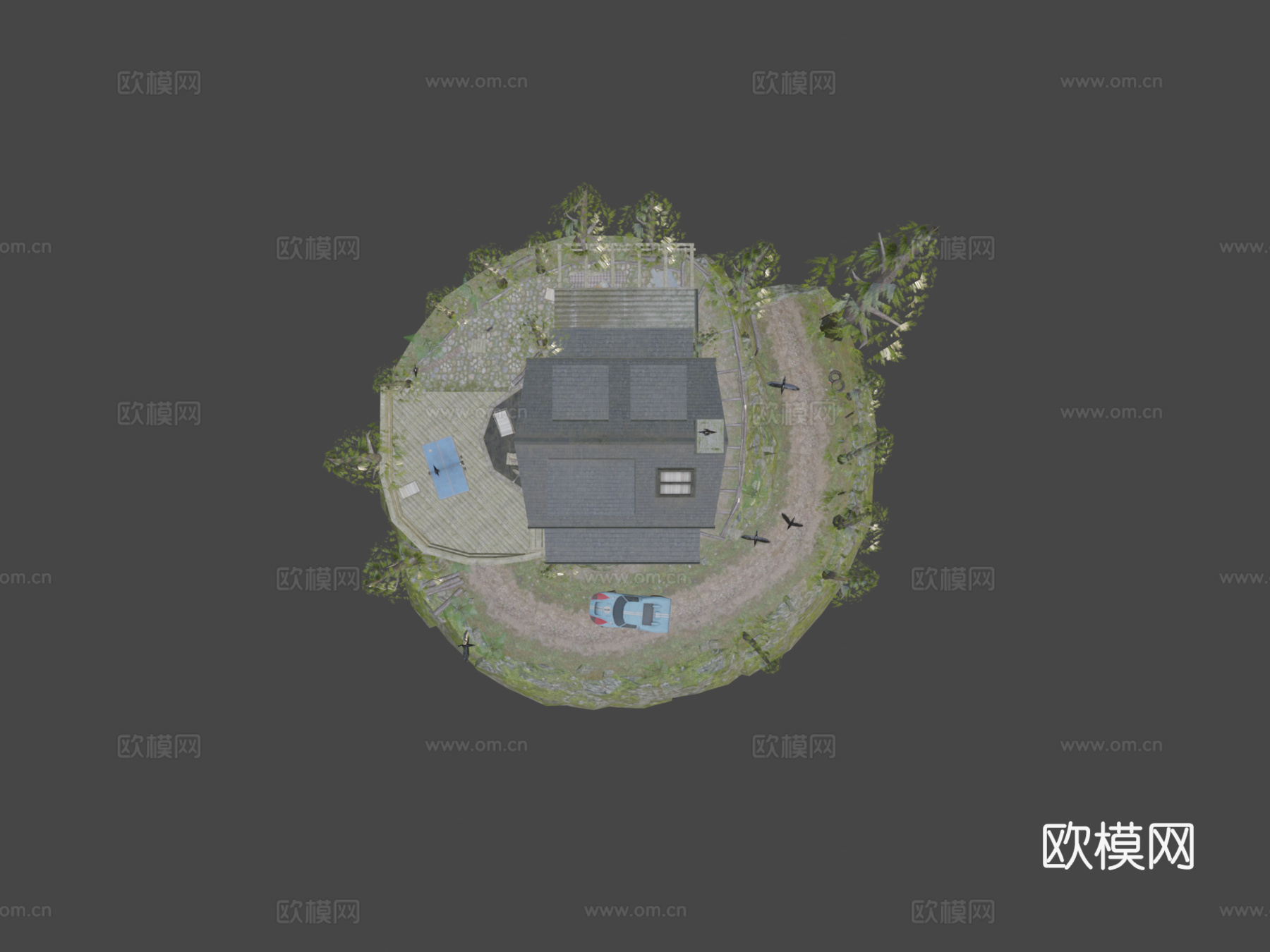 DAE立体  森林独行侠与赛车3d模型下载（渲染图5）