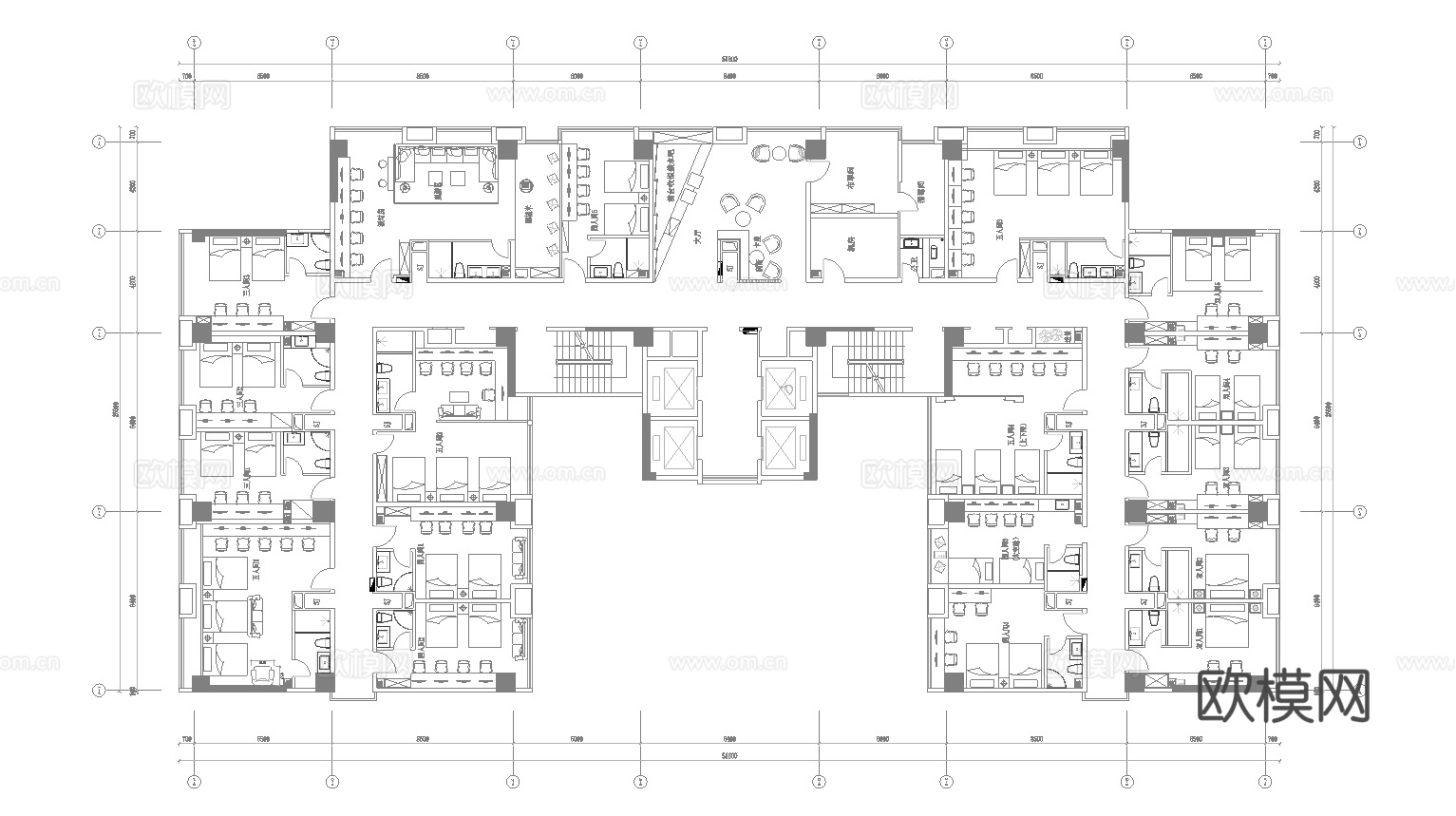 780平电竞酒店 最新平面施工图设计cad施工图