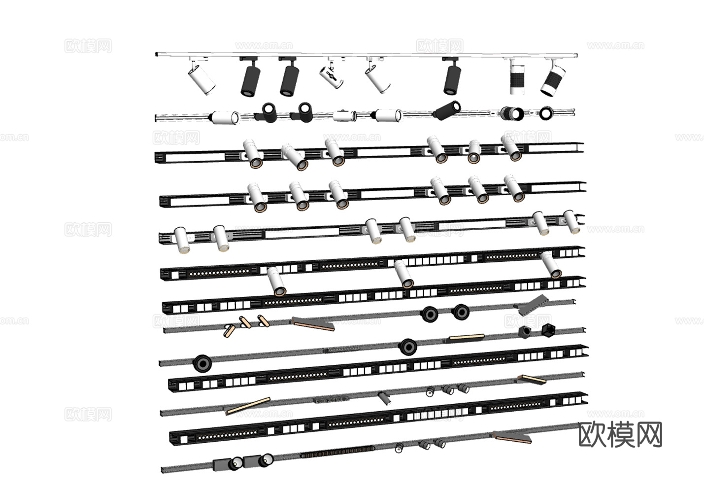 现代筒灯射灯合集su模型