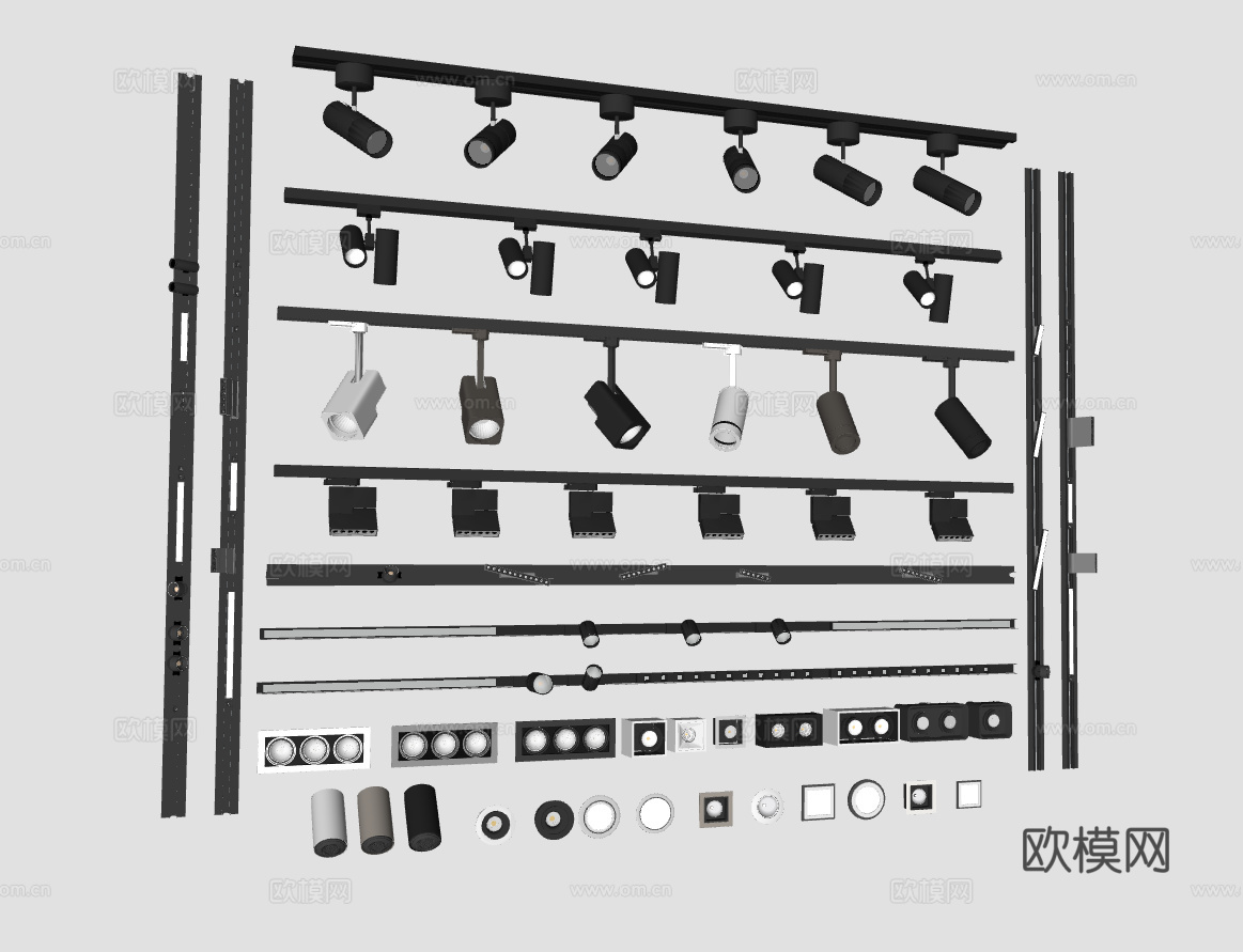 现代筒灯射灯合集su模型