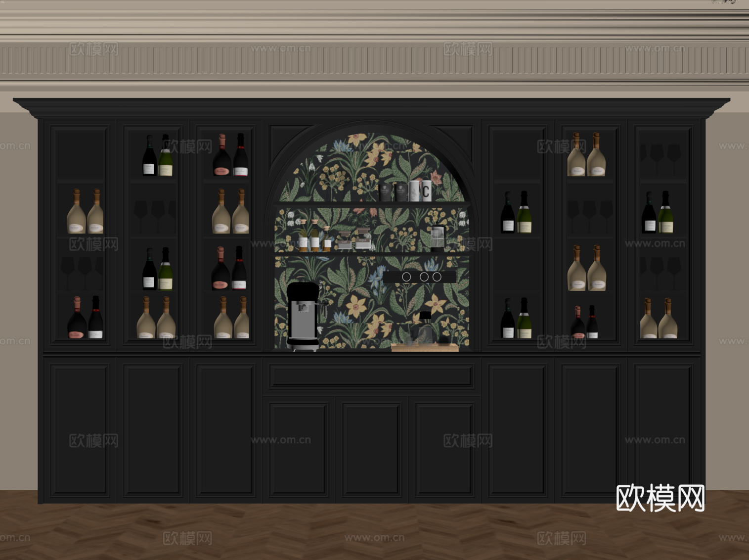 法式复古酒柜su模型
