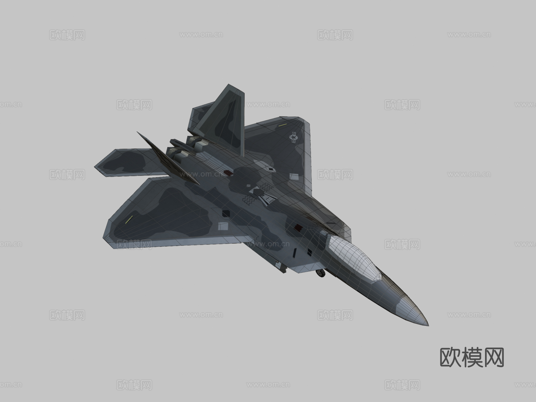 低多边形一 一美国空军F22A猛禽3d模型下载（渲染图2）