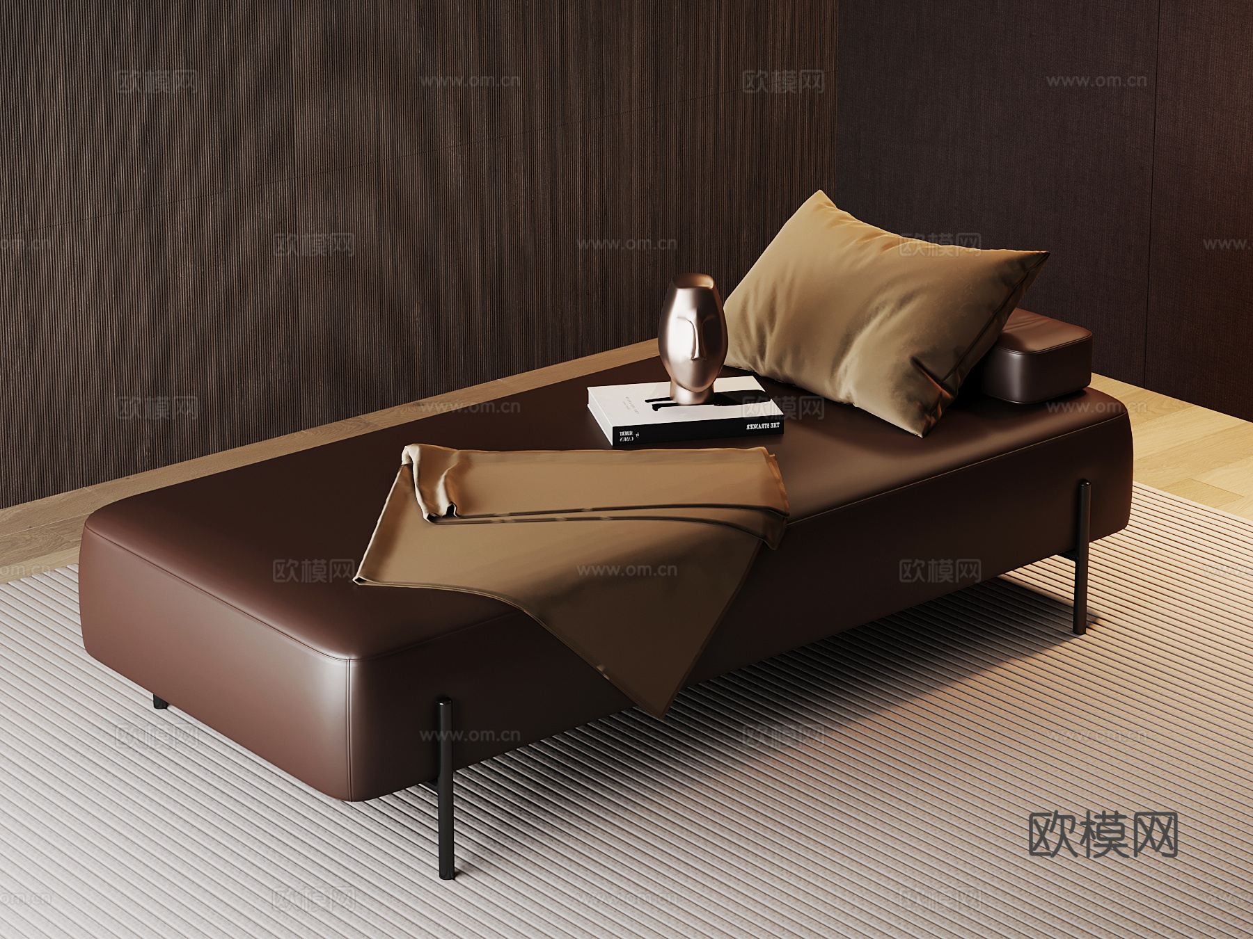 现代意式贵妃椅 床尾凳su模型