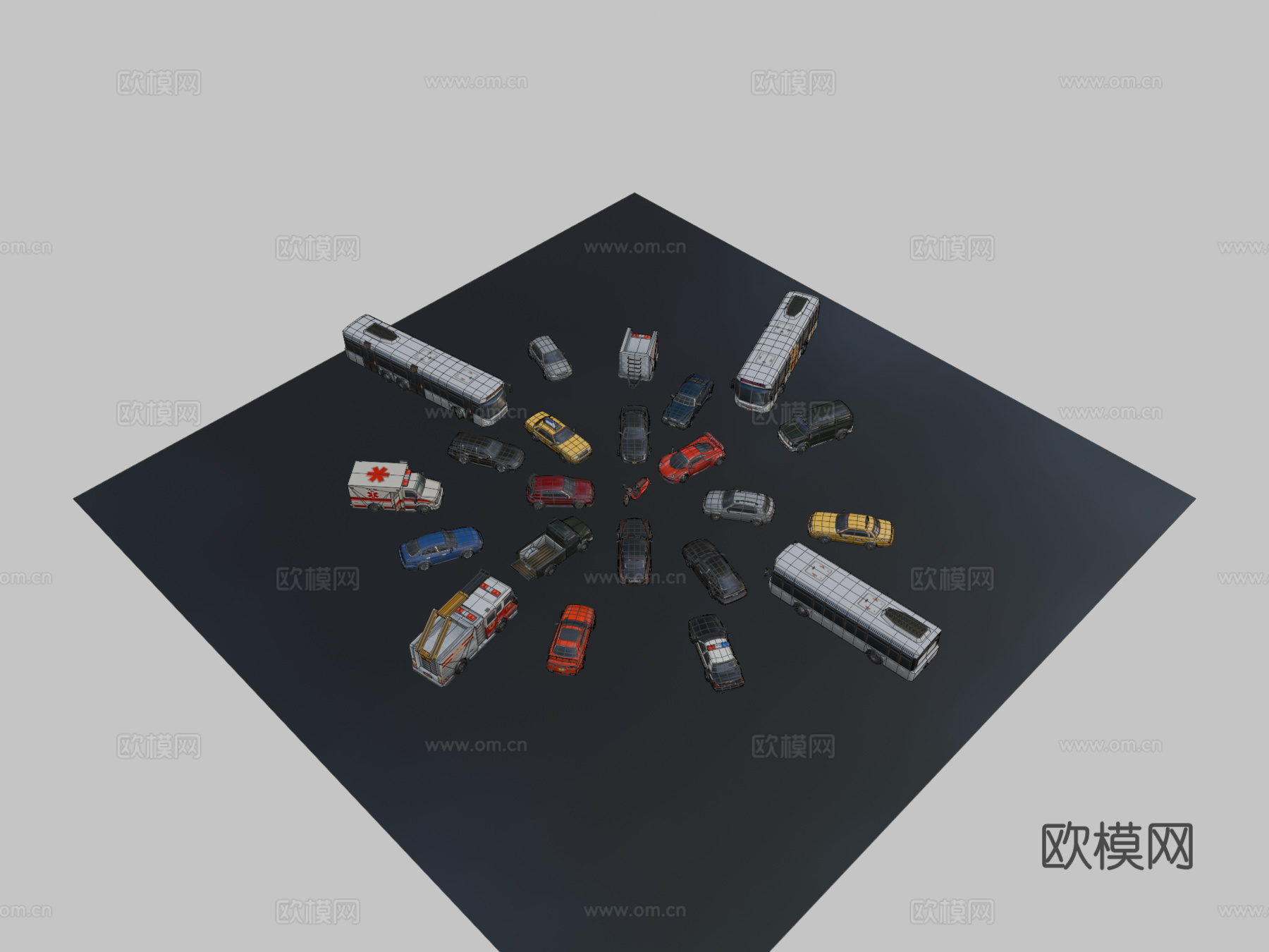 完整车辆包3d模型下载（渲染图2）