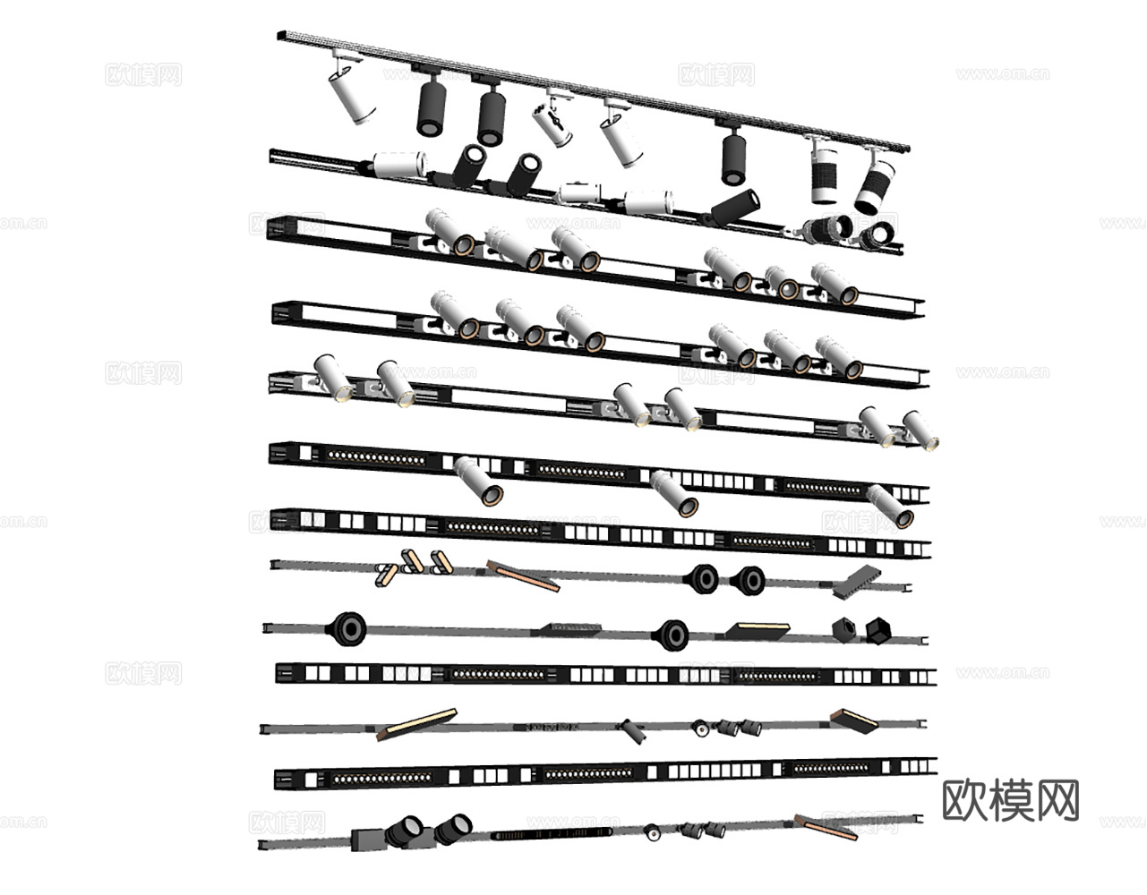 现代筒灯射灯合集su模型