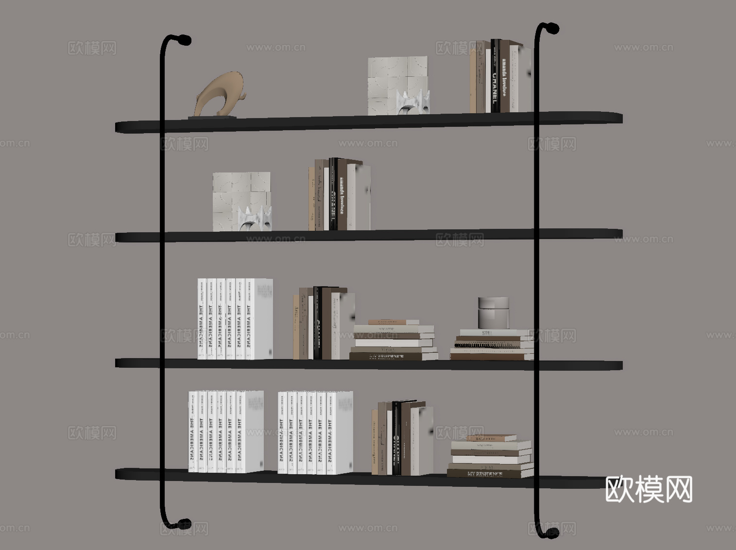现代置物架 书架su模型