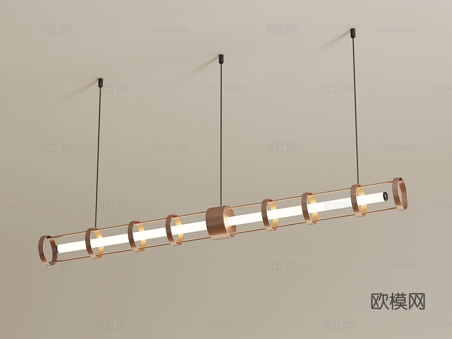 现代意式吊灯 长条吊灯su模型