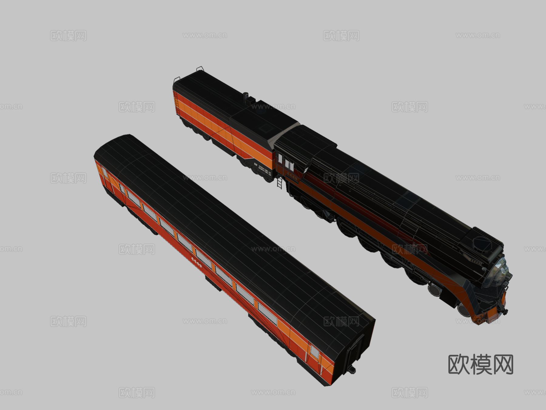 火车  蒸汽机车3d模型下载（渲染图2）