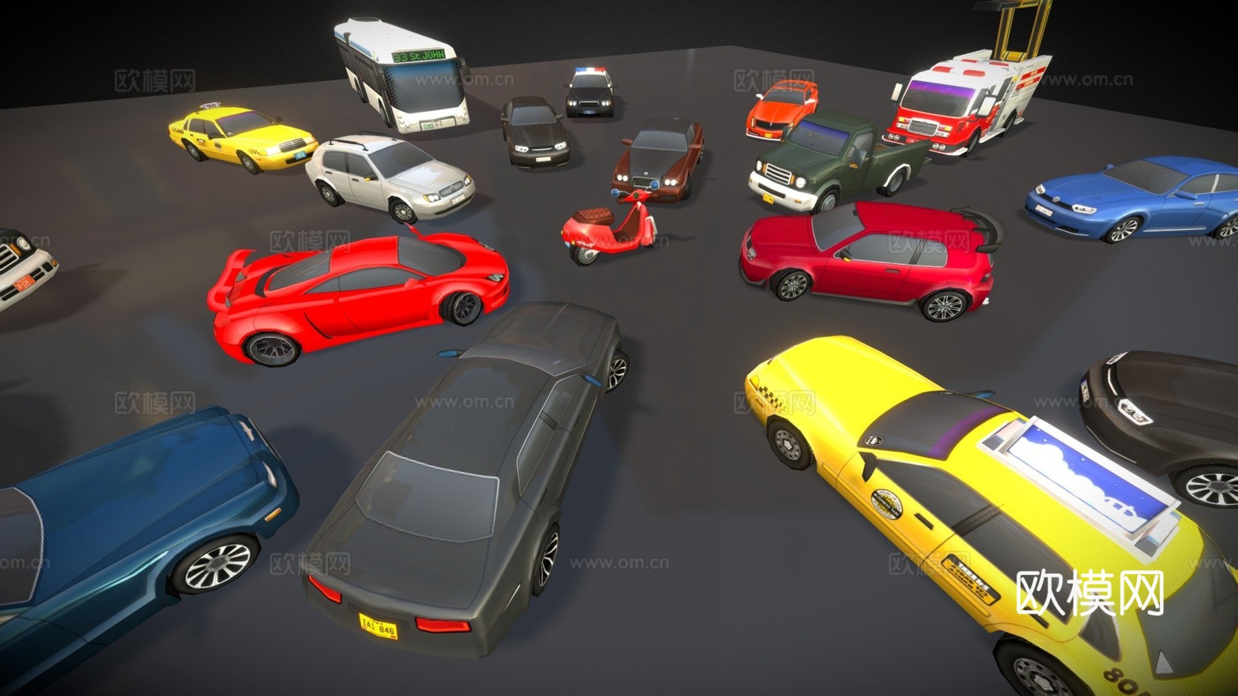 完整车辆包3d模型下载（渲染图1）