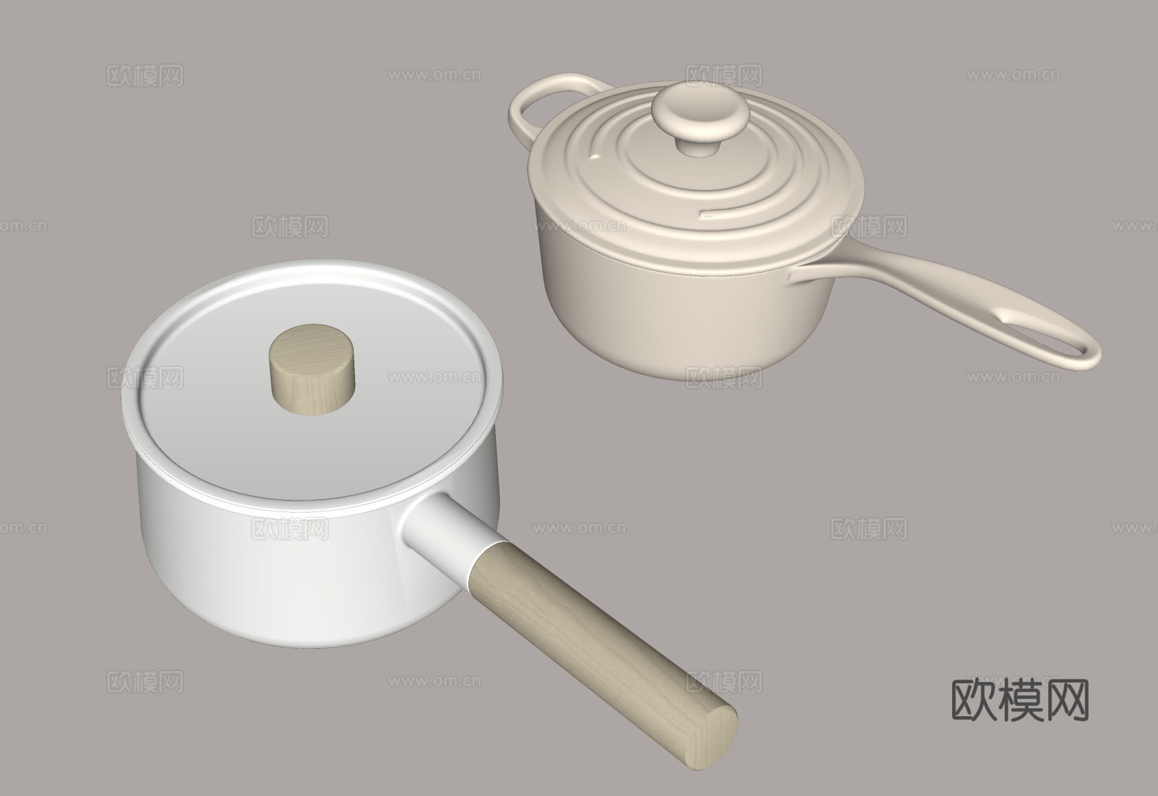 奶锅 珐琅锅 一人食厨具 木质手柄锅具 高颜值锅具 辅食锅su模型