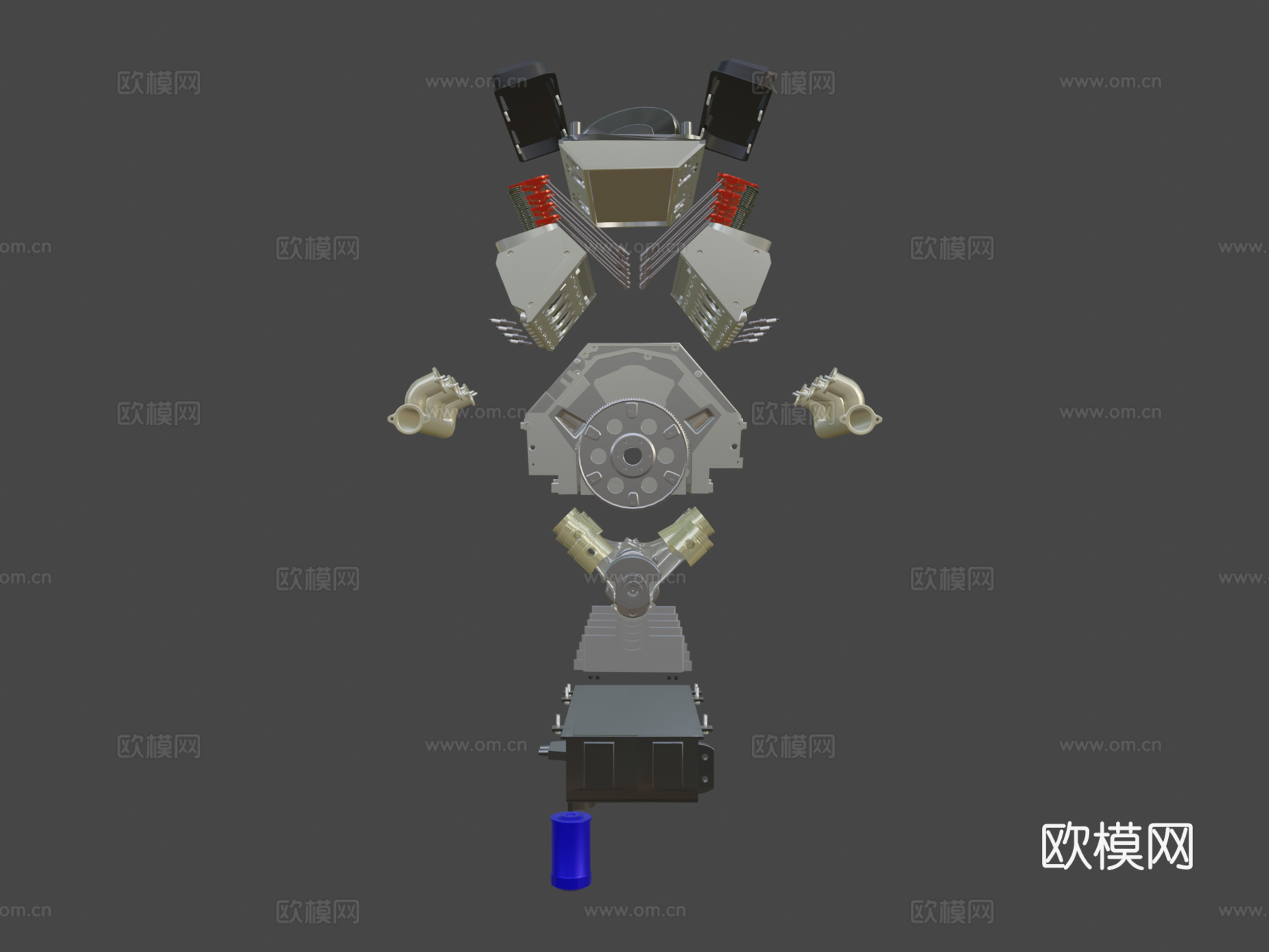 拆解V8引擎缸体3d模型3d模型下载（渲染图6）