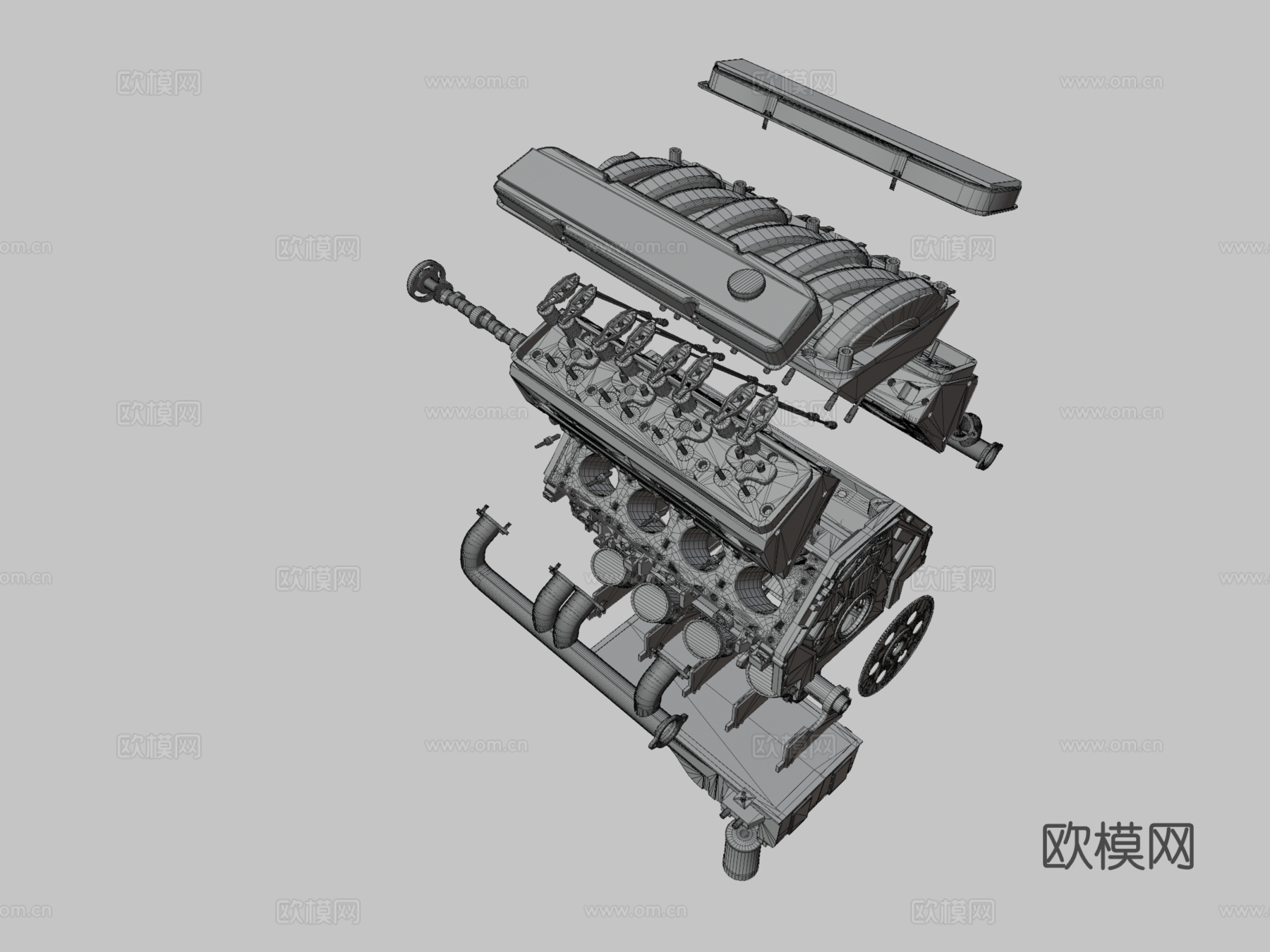 拆解V8引擎缸体3d模型3d模型下载（渲染图3）