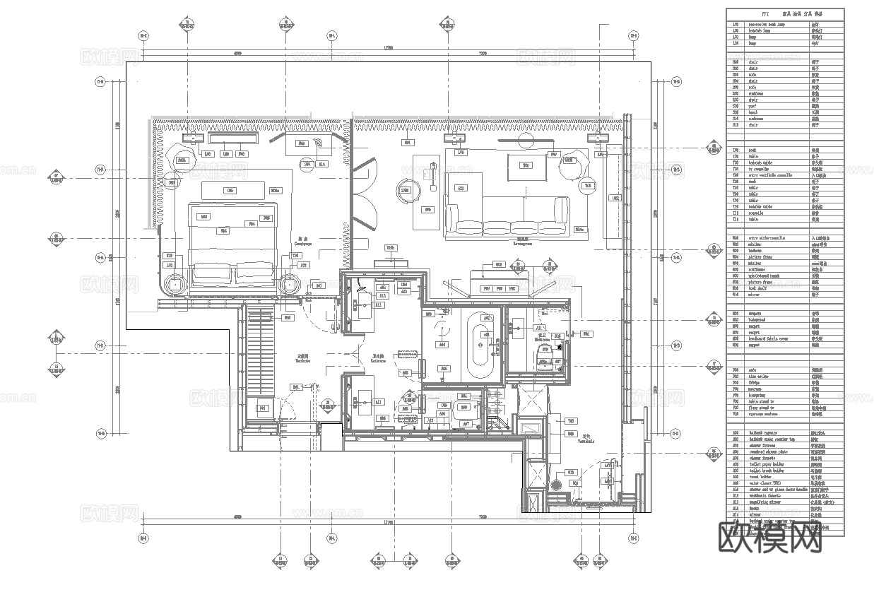 酒店大套房 最新全套施工图设计cad施工图