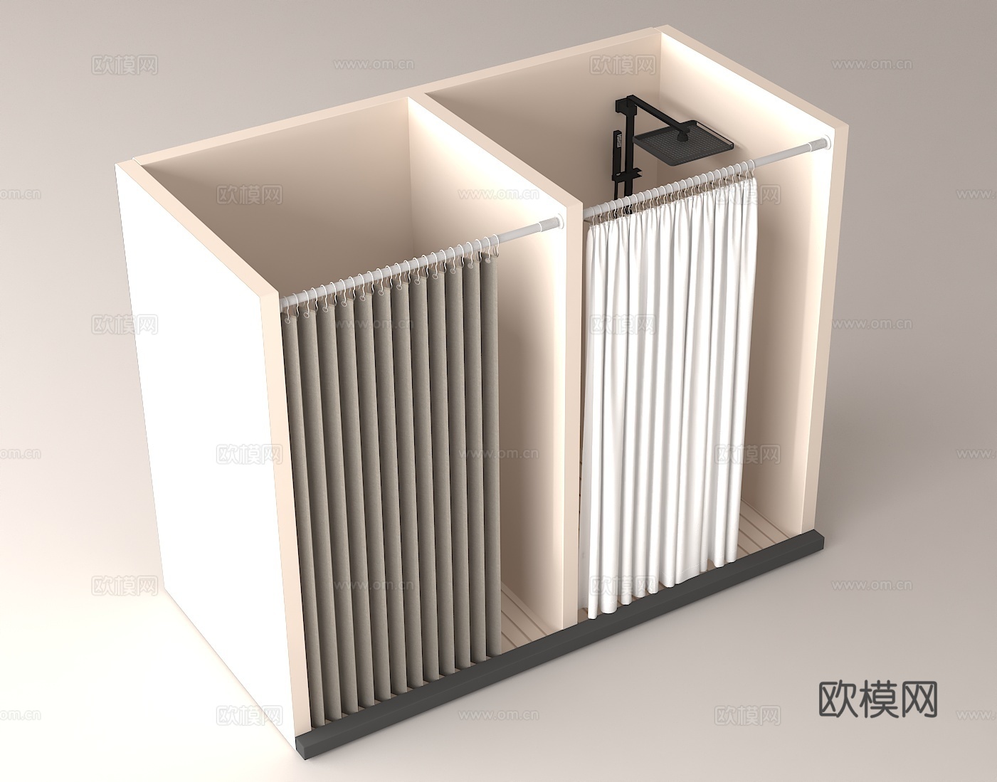 浴帘隔断 干湿分离 小户型卫浴 租房改造 免打孔淋浴区su模型