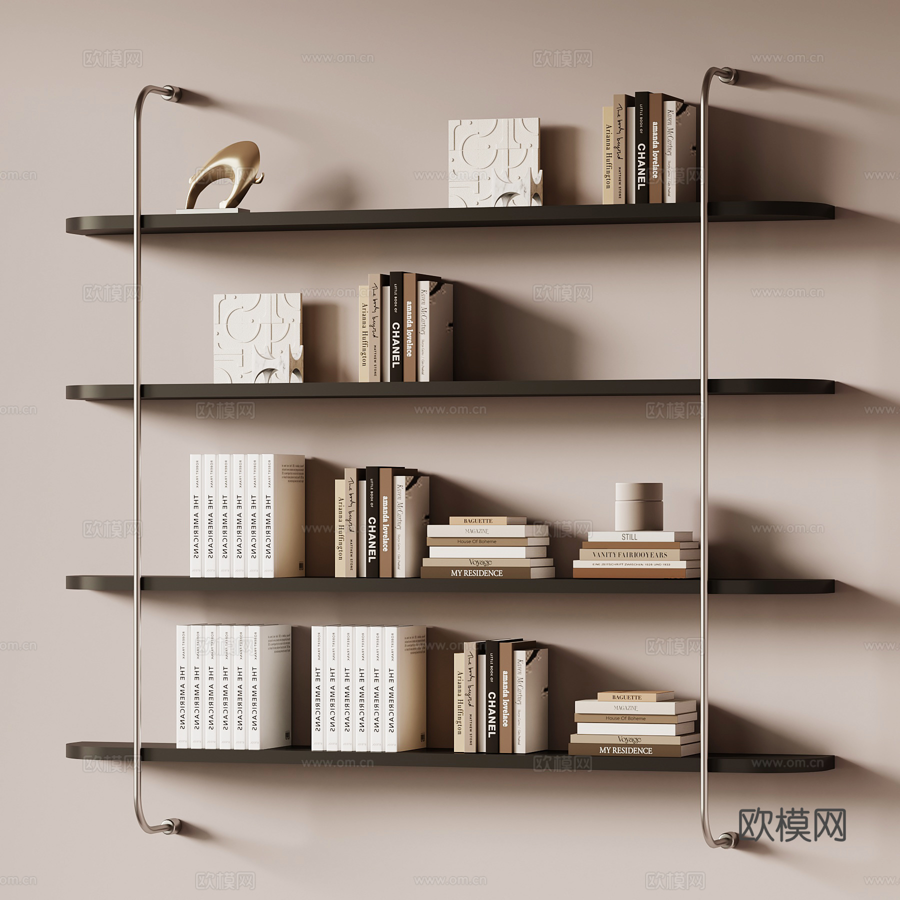 现代置物架 书架su模型