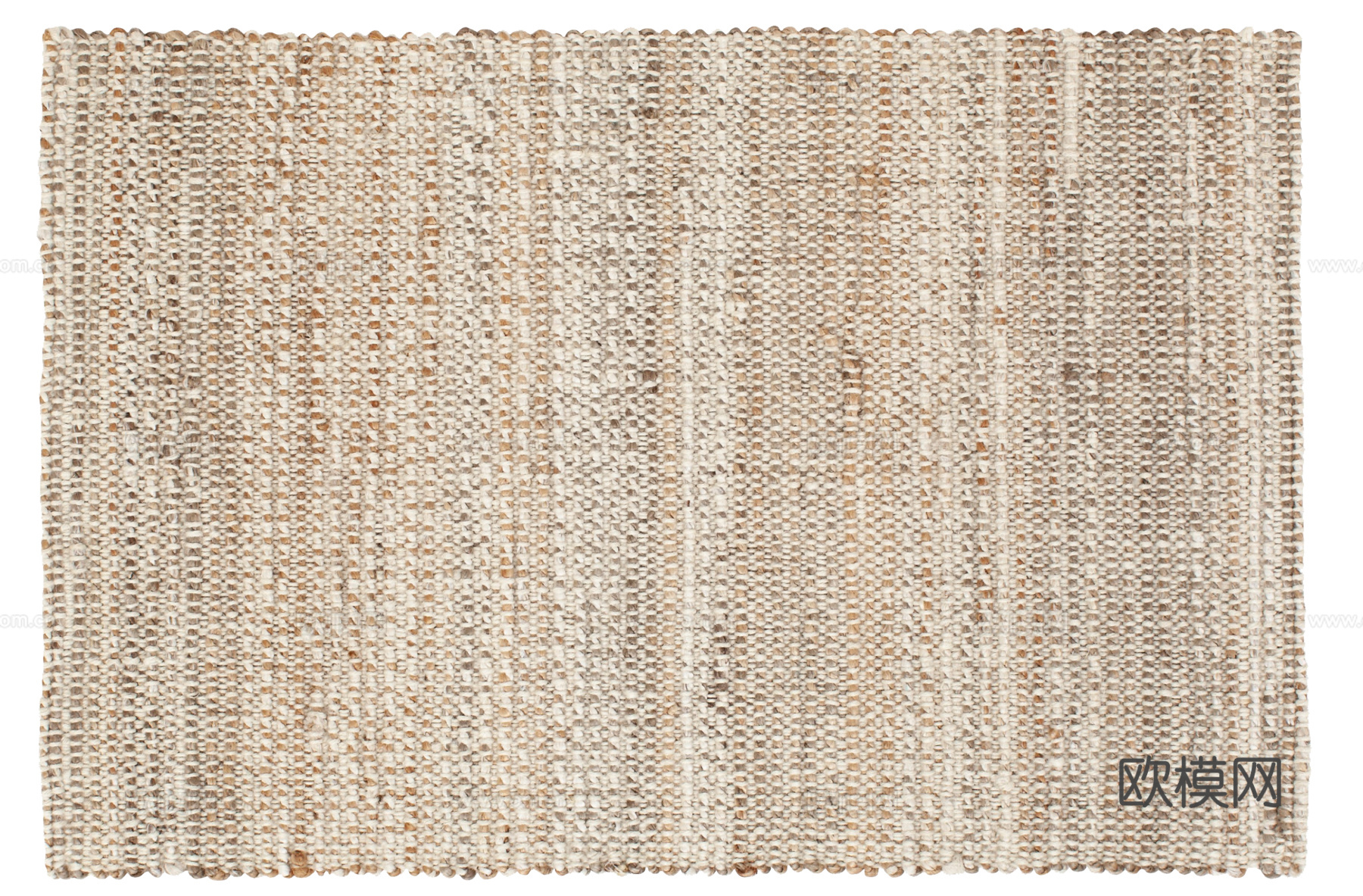 侘寂奶油条纹地毯  编织地毯贴图