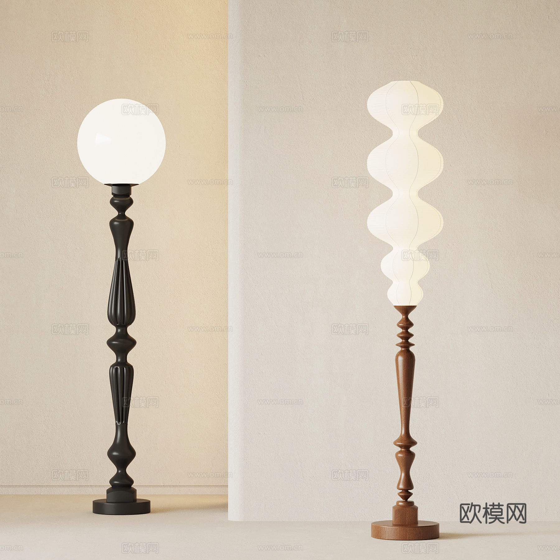法式复古落地灯su模型
