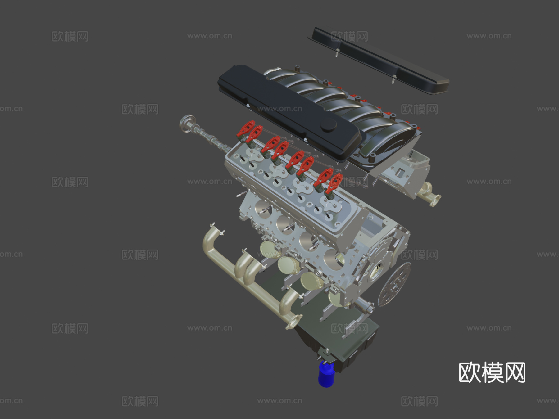 拆解V8引擎缸体3d模型3d模型下载（渲染图8）
