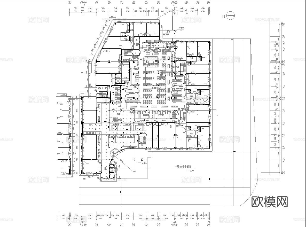 大型超市 最新平面施工图设计cad施工图