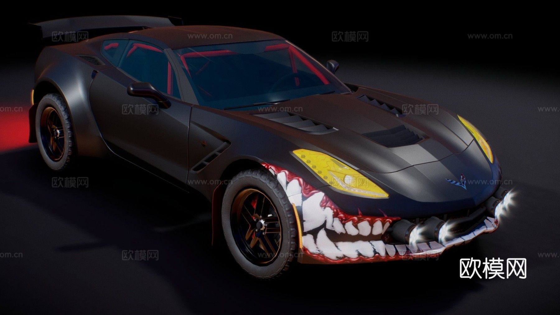 C7科尔维特拉力赛车3d模型下载（渲染图1）