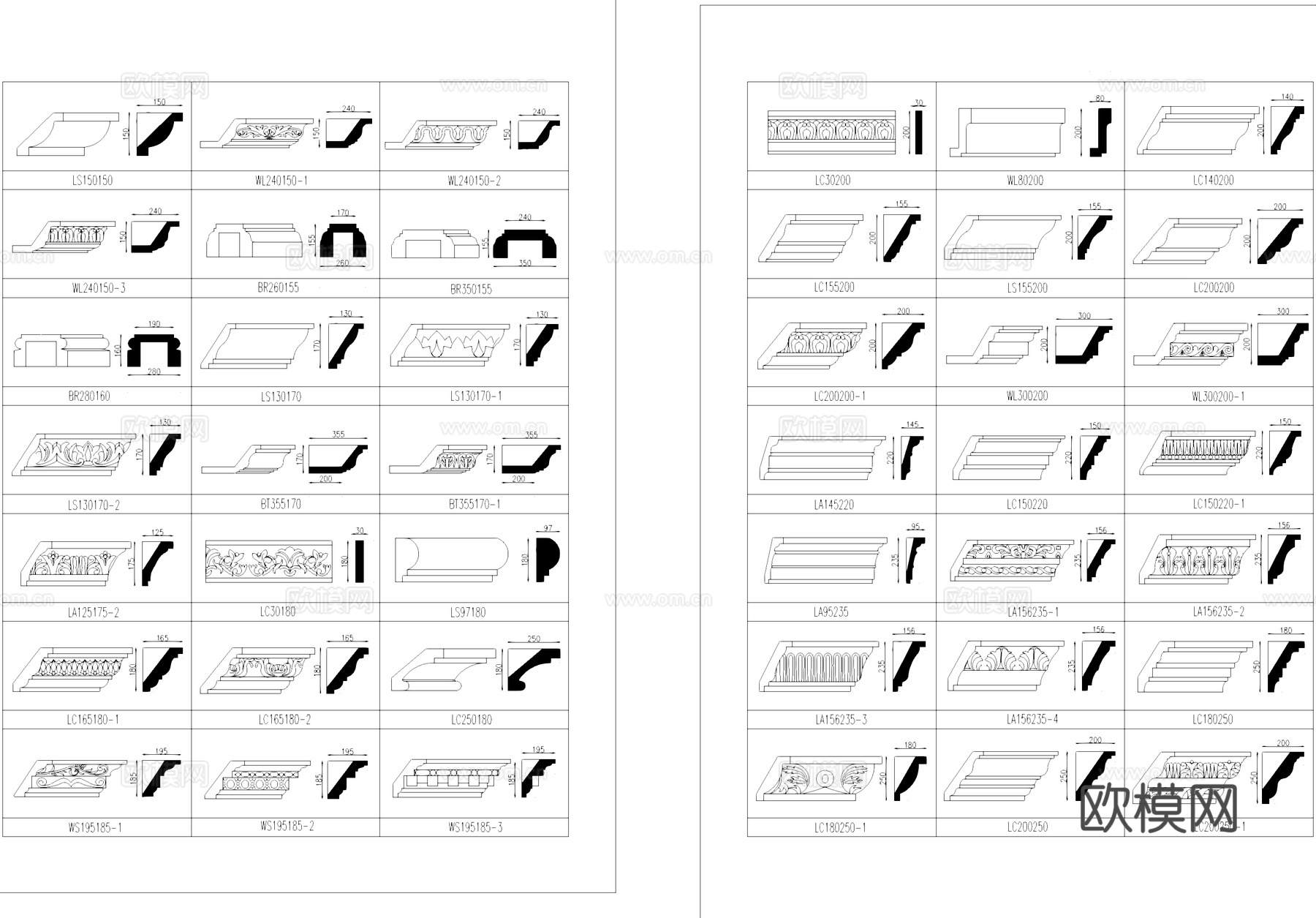 经、组、异线板各式线条CAD图块图库cad施工图