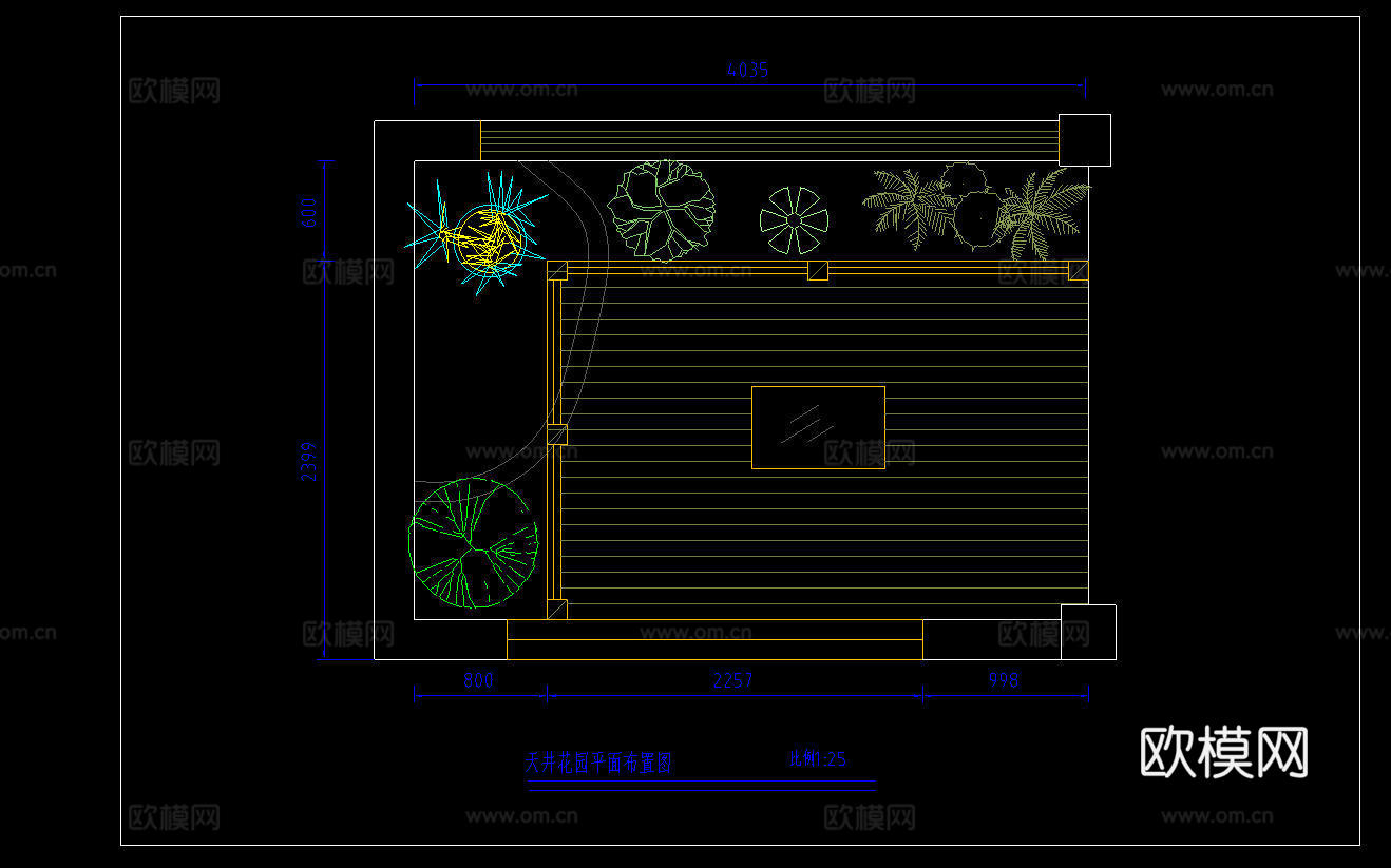 别墅庭院景观平面cad施工图