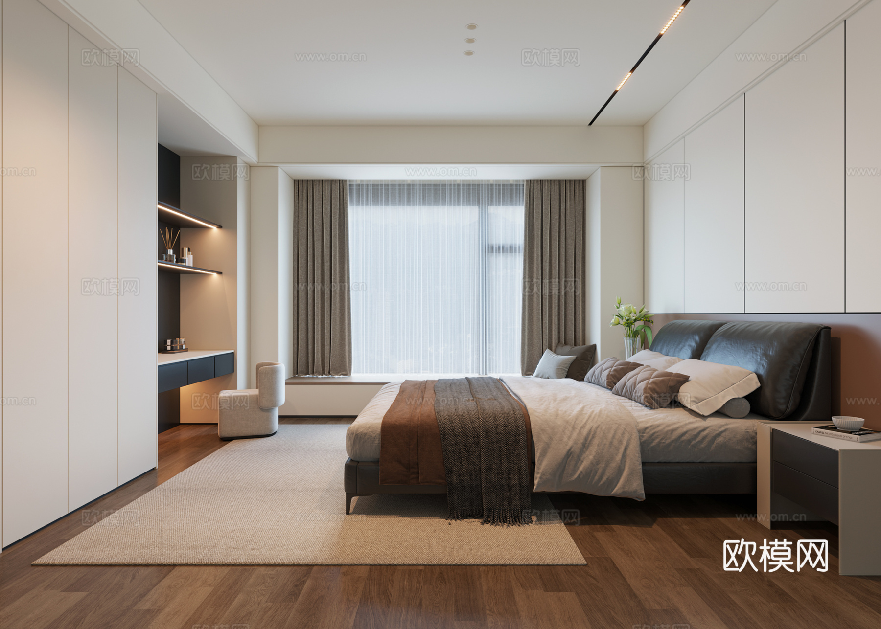 现代卧室3d模型下载