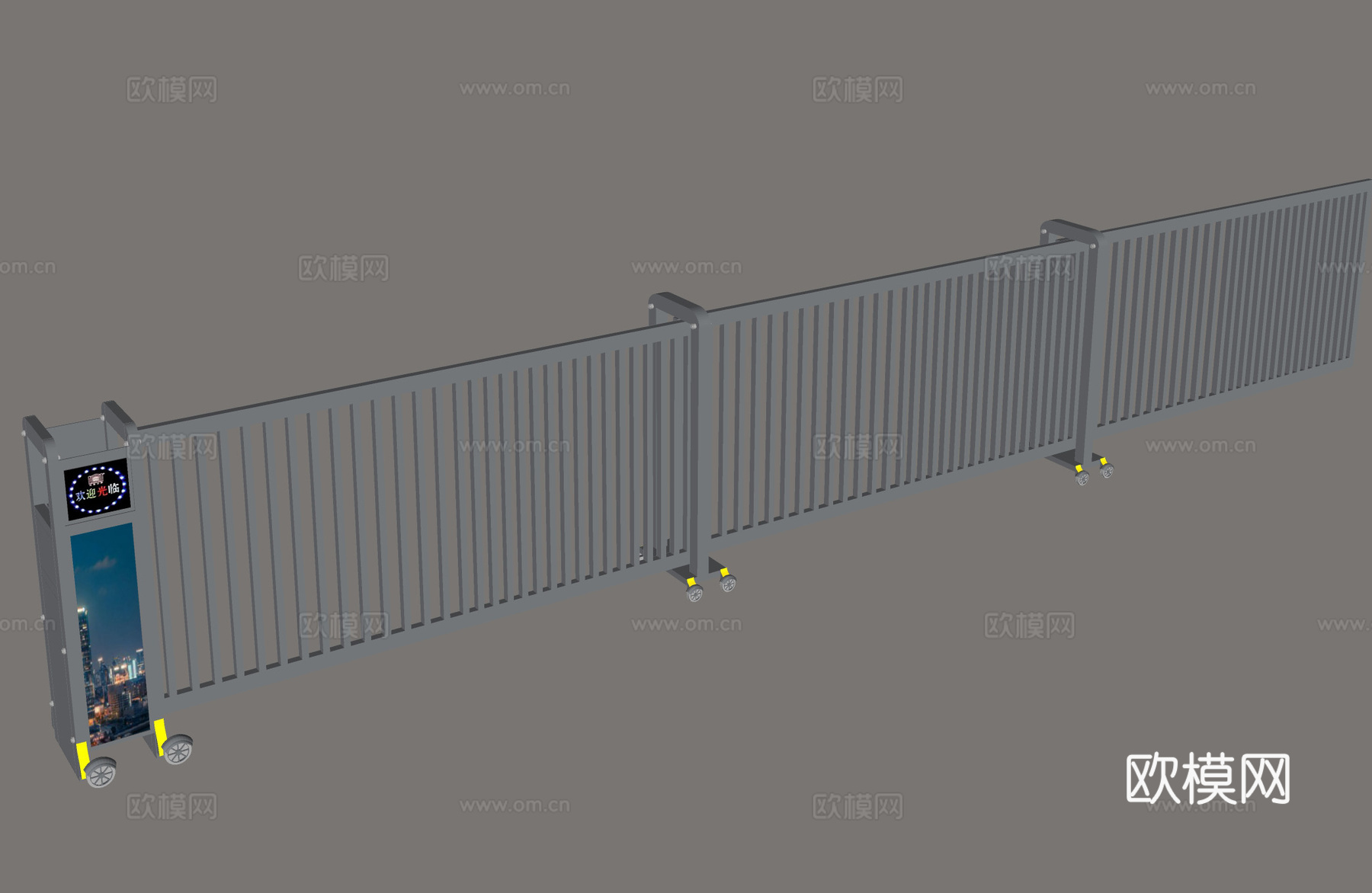 分段平移门 智能悬浮门 工业大门 小区大门 企业大门su模型