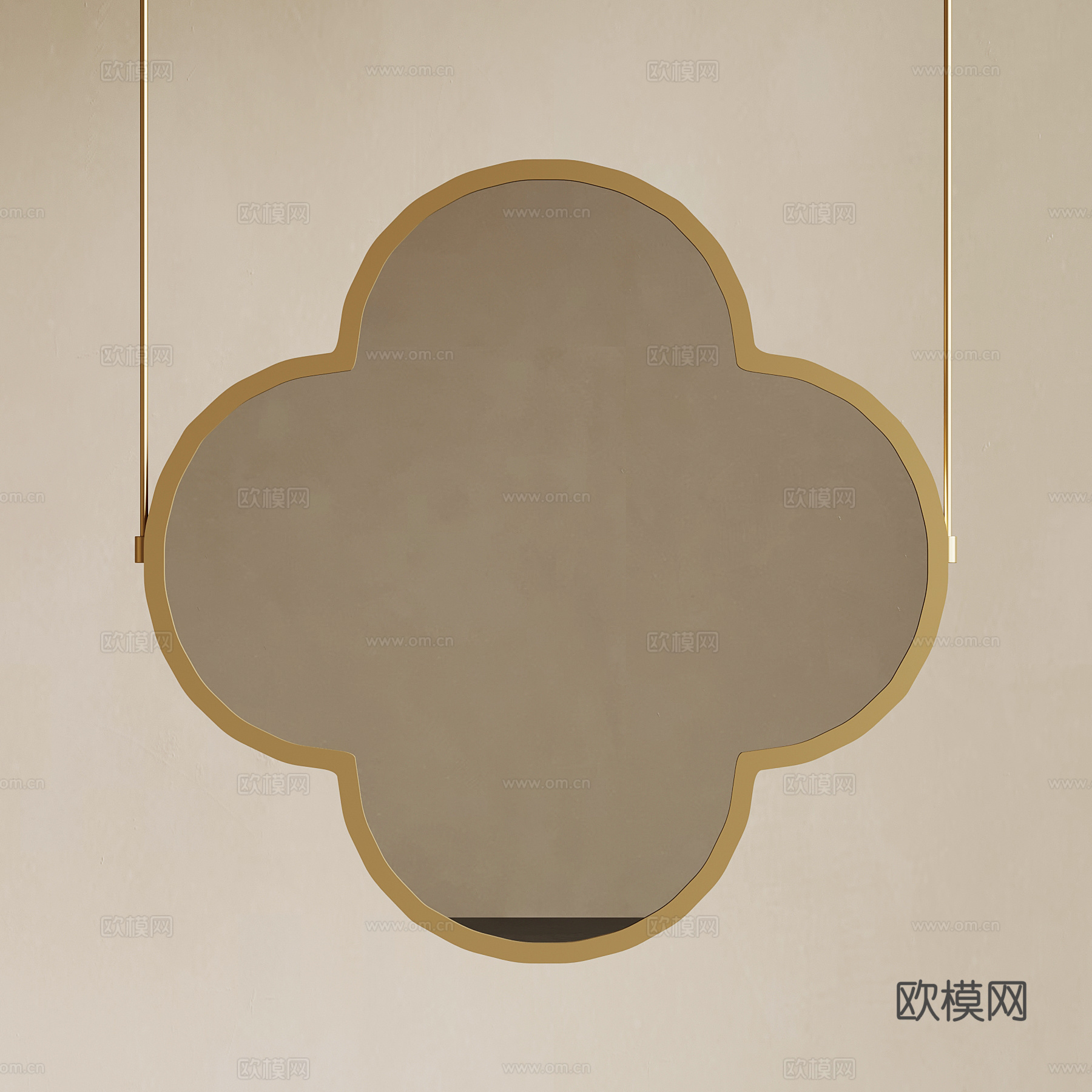 新中式镜子 浴室镜 梳妆镜su模型
