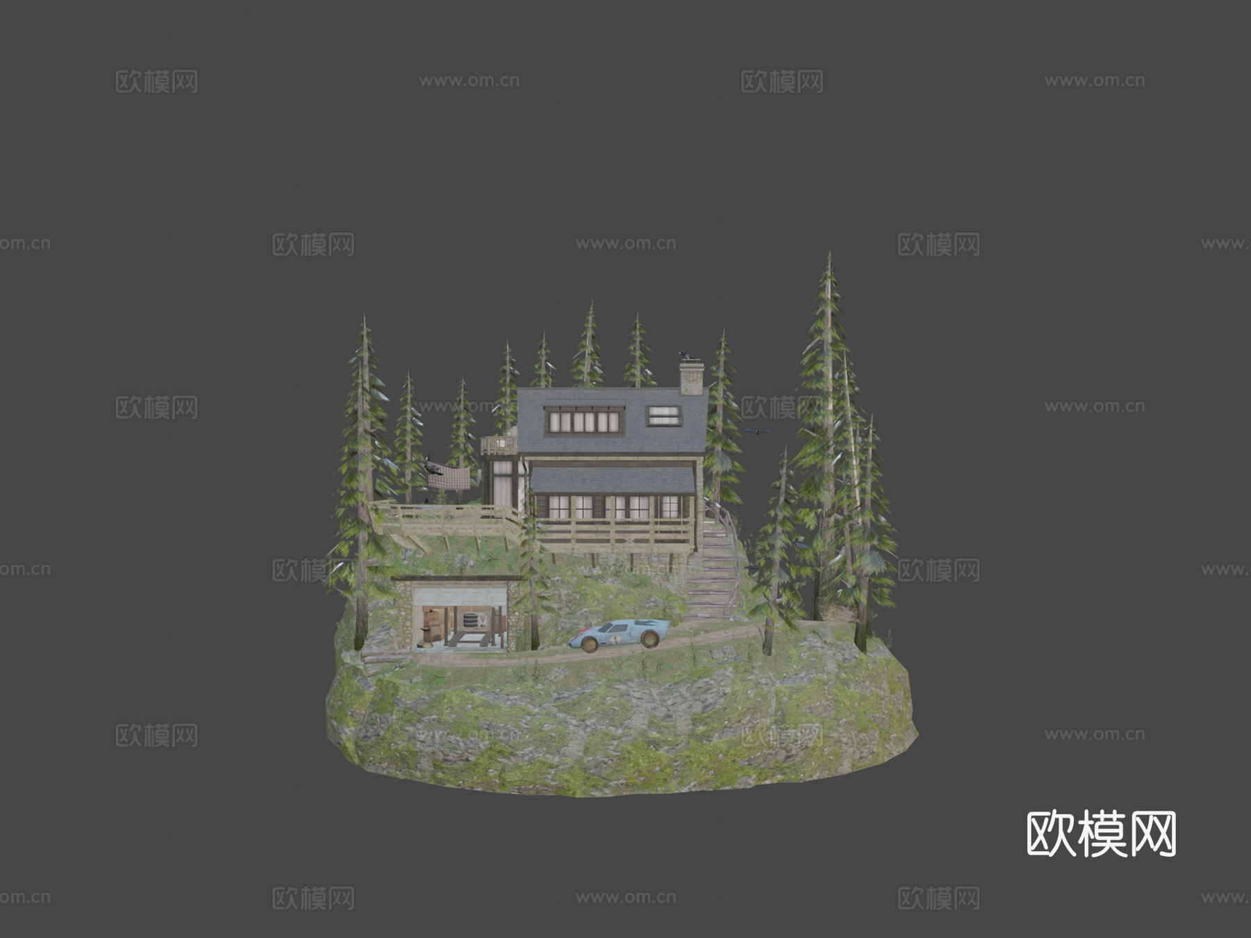 DAE立体  森林独行侠与赛车3d模型下载（渲染图7）