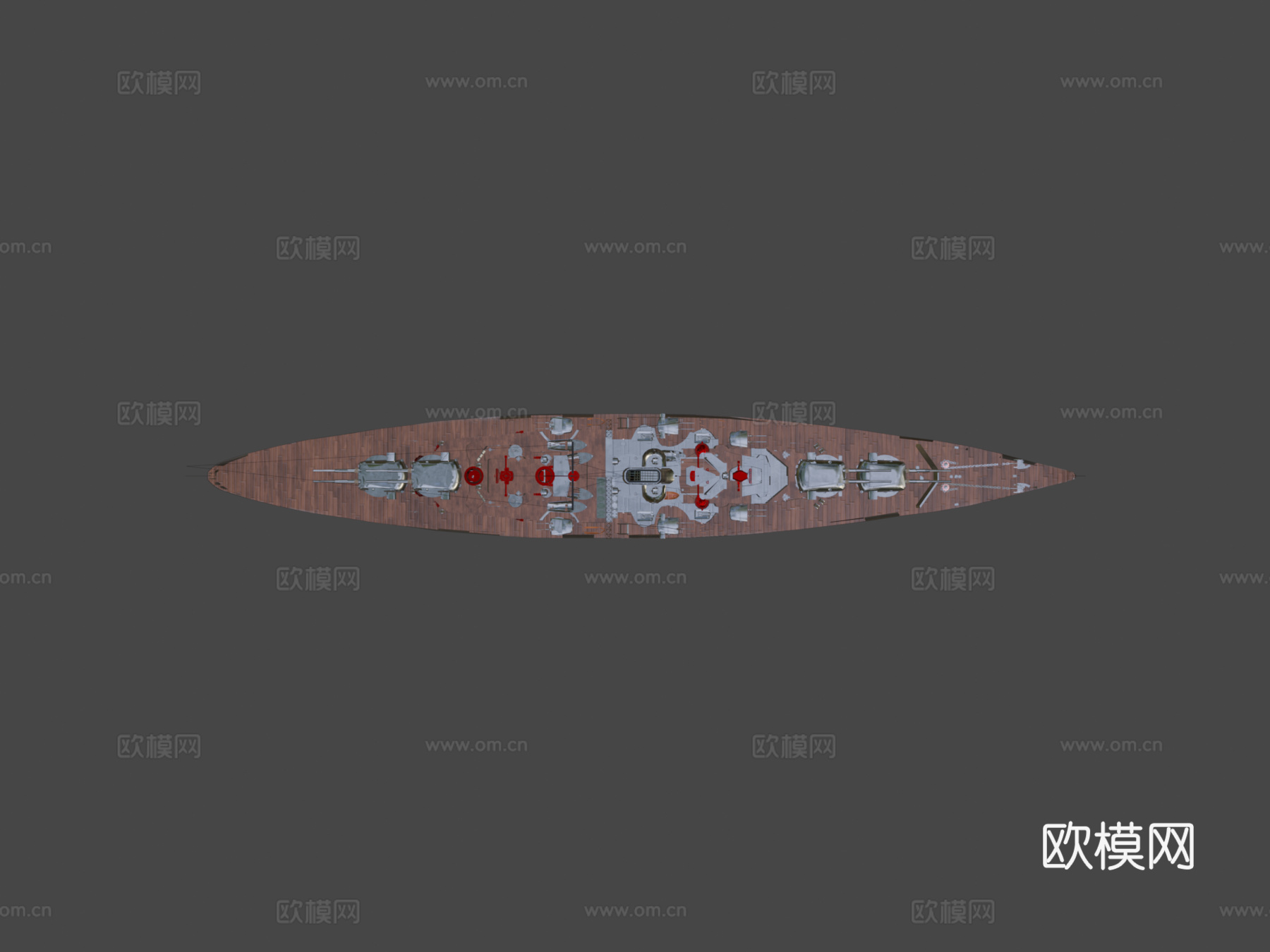 俾斯麦战列舰3d模型下载（渲染图6）