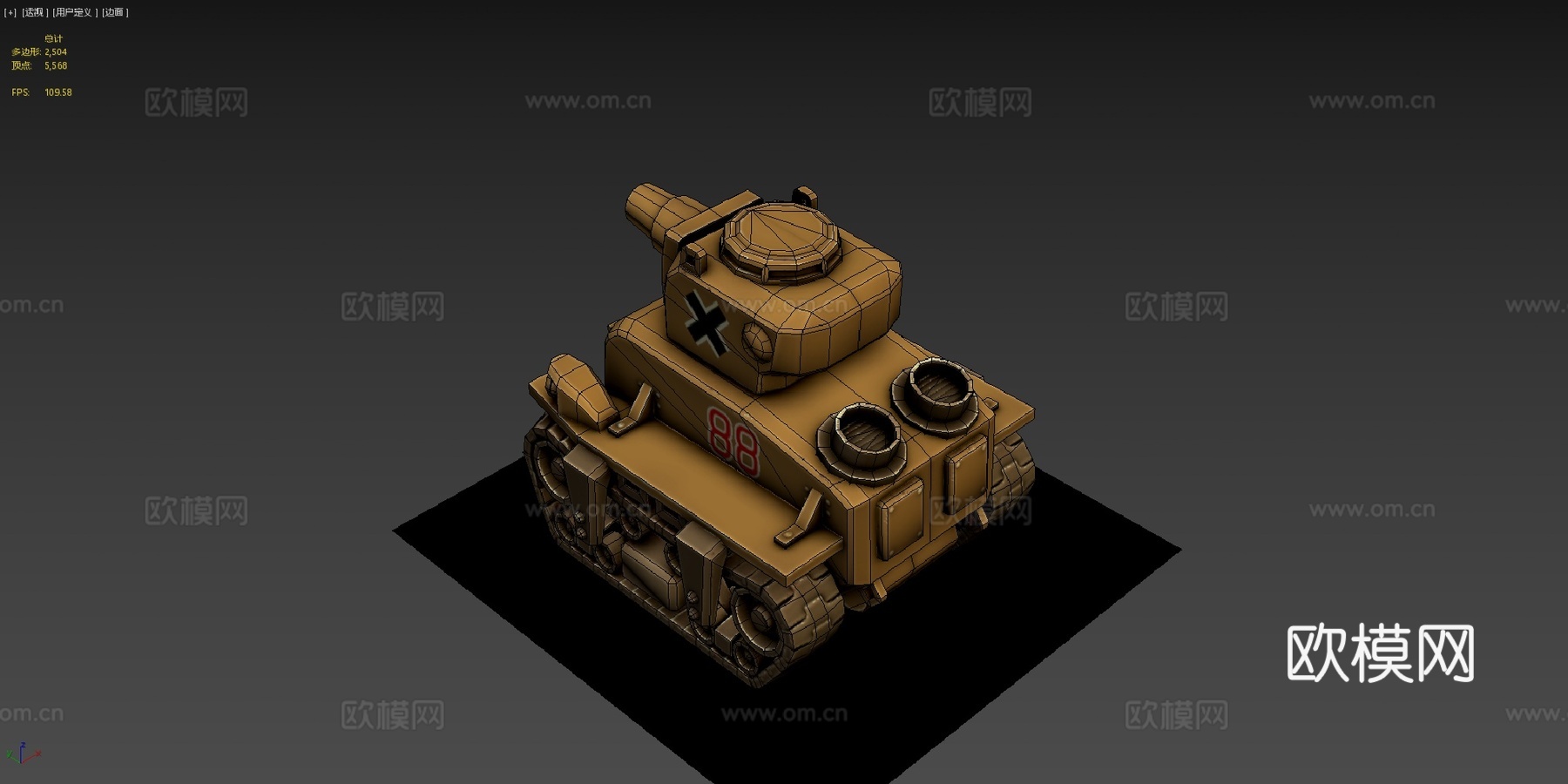 合金弹头  叛军坦克3d模型下载（渲染图4）