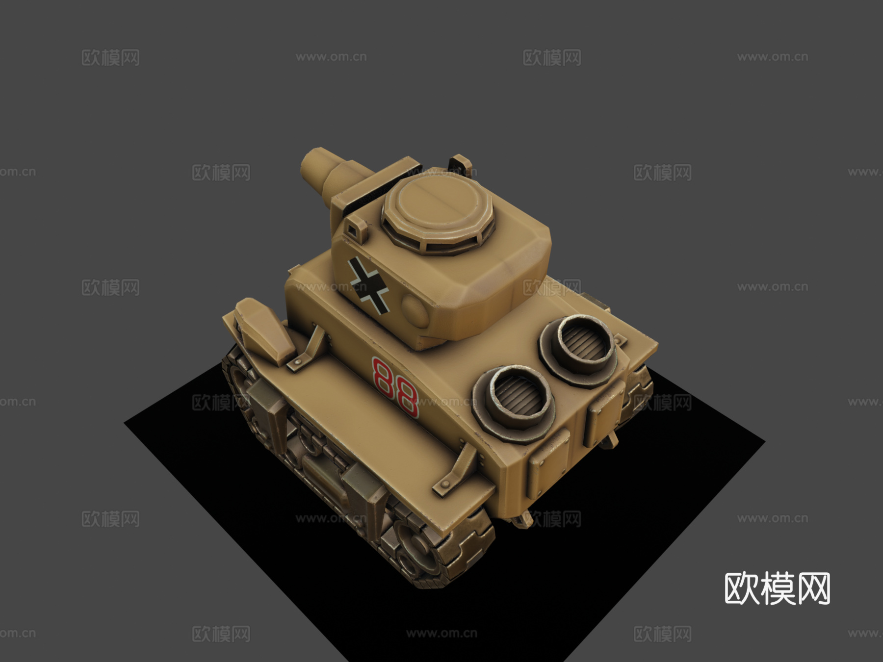 合金弹头  叛军坦克3d模型下载（渲染图8）