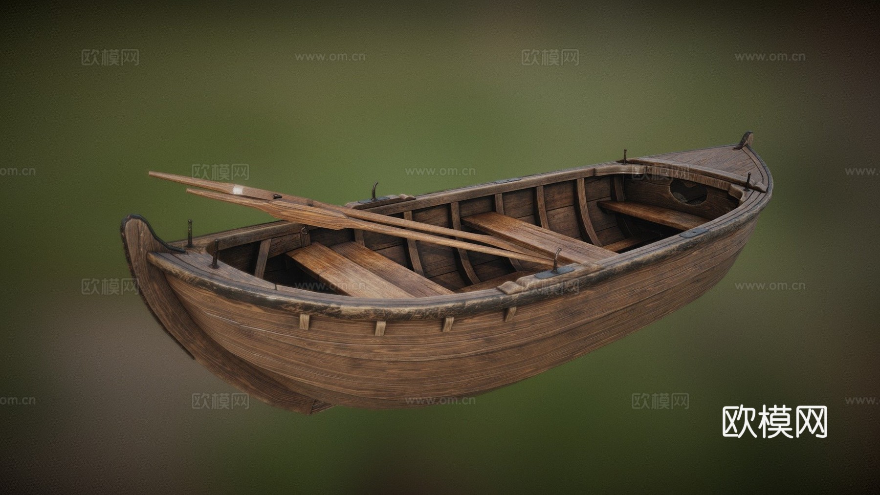 木质划艇库布特  十九世纪3d模型下载（渲染图1）