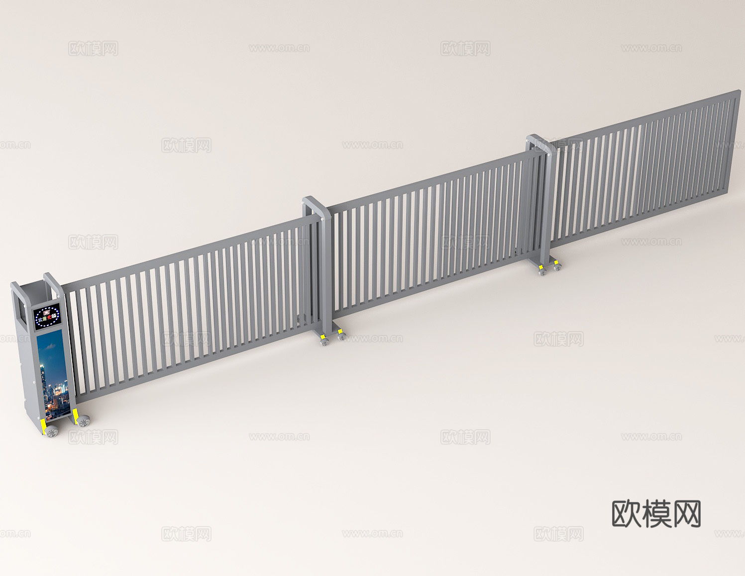 分段平移门 智能悬浮门 工业大门 小区大门 企业大门su模型