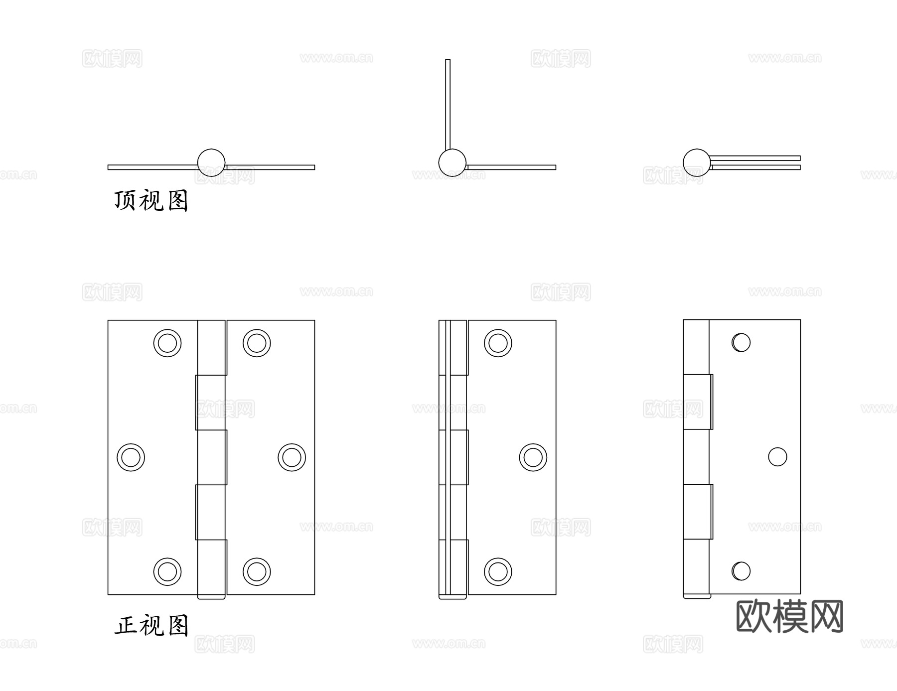 180度铰链 全开铰链 平开铰链 180度合页 柜门全开铰链cad施工图