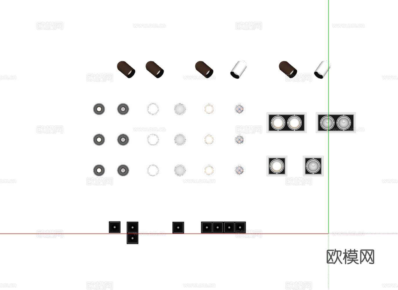 现代筒灯射灯合集su模型