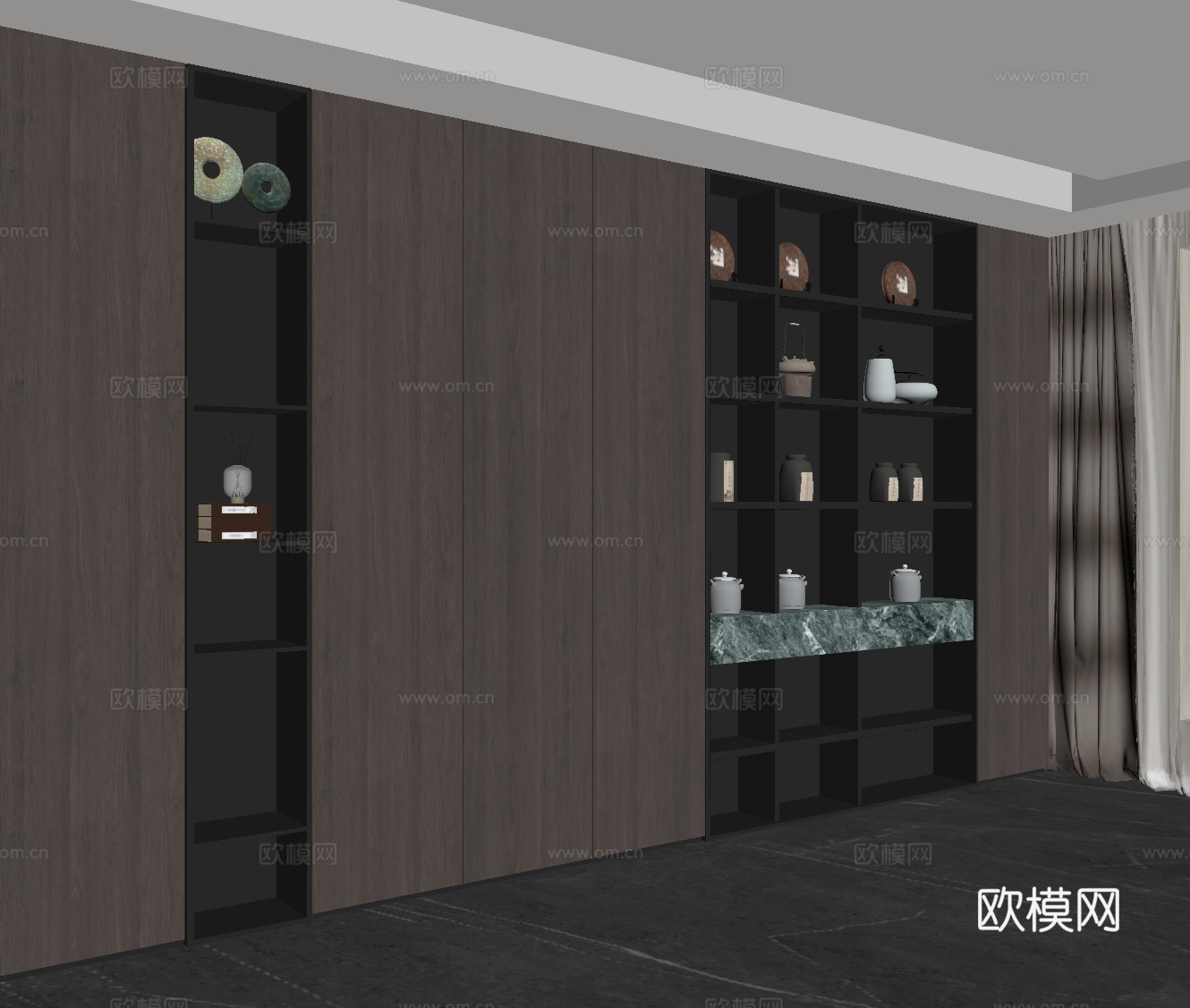 现代意式茶柜su模型