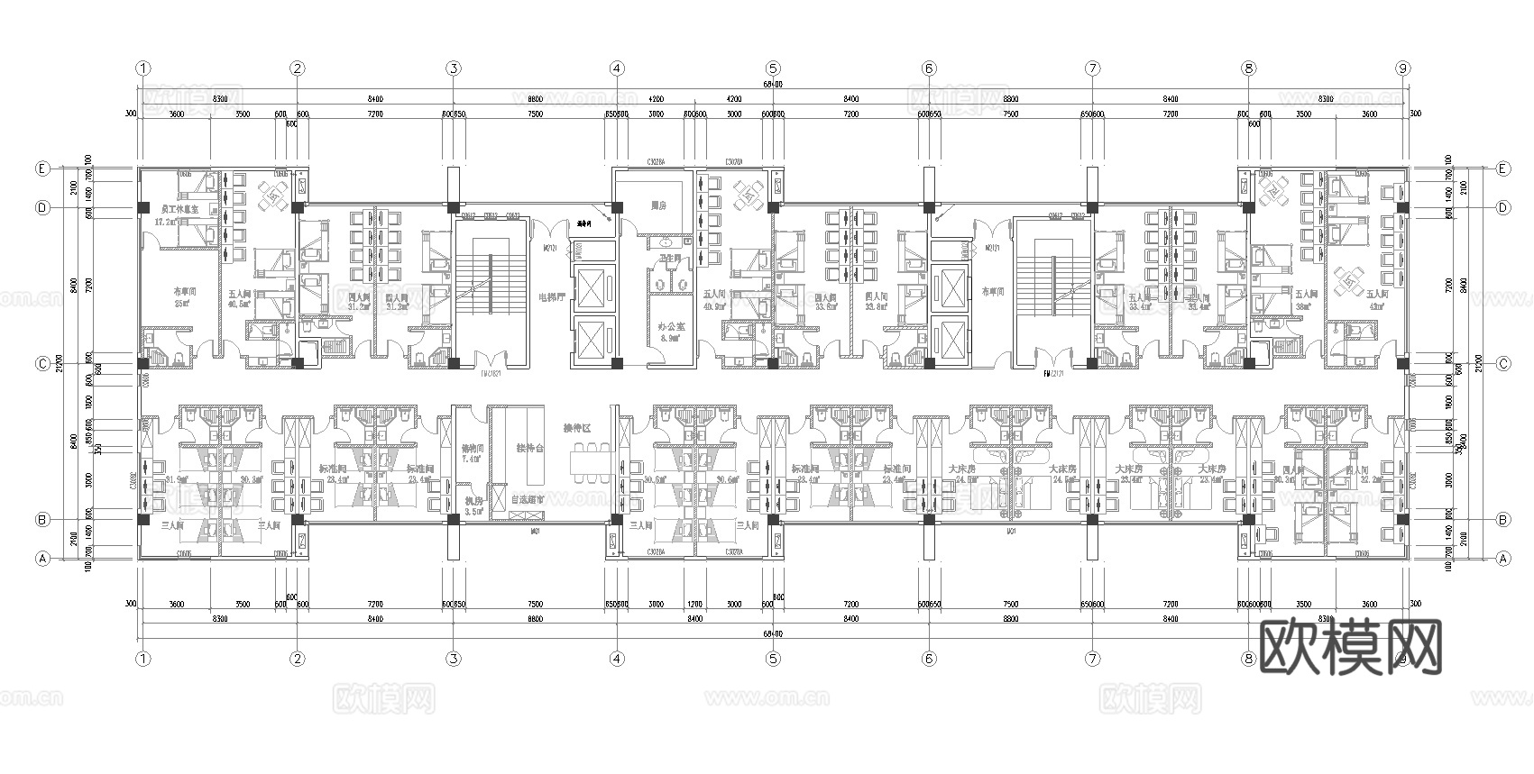 1500平电竞酒店 最新平面施工图设计cad施工图