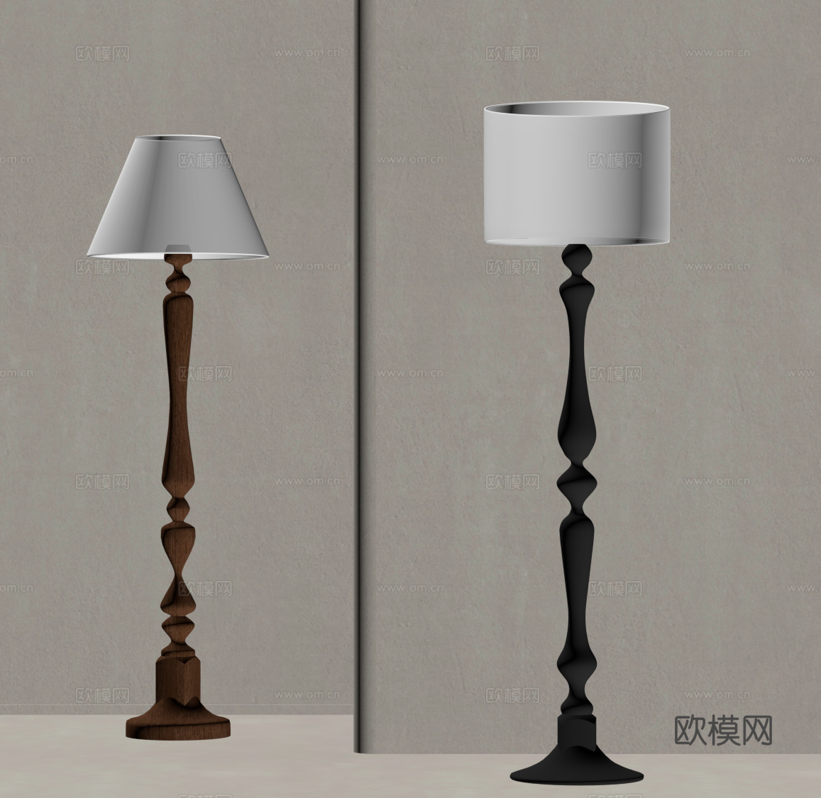 法式复古落地灯su模型