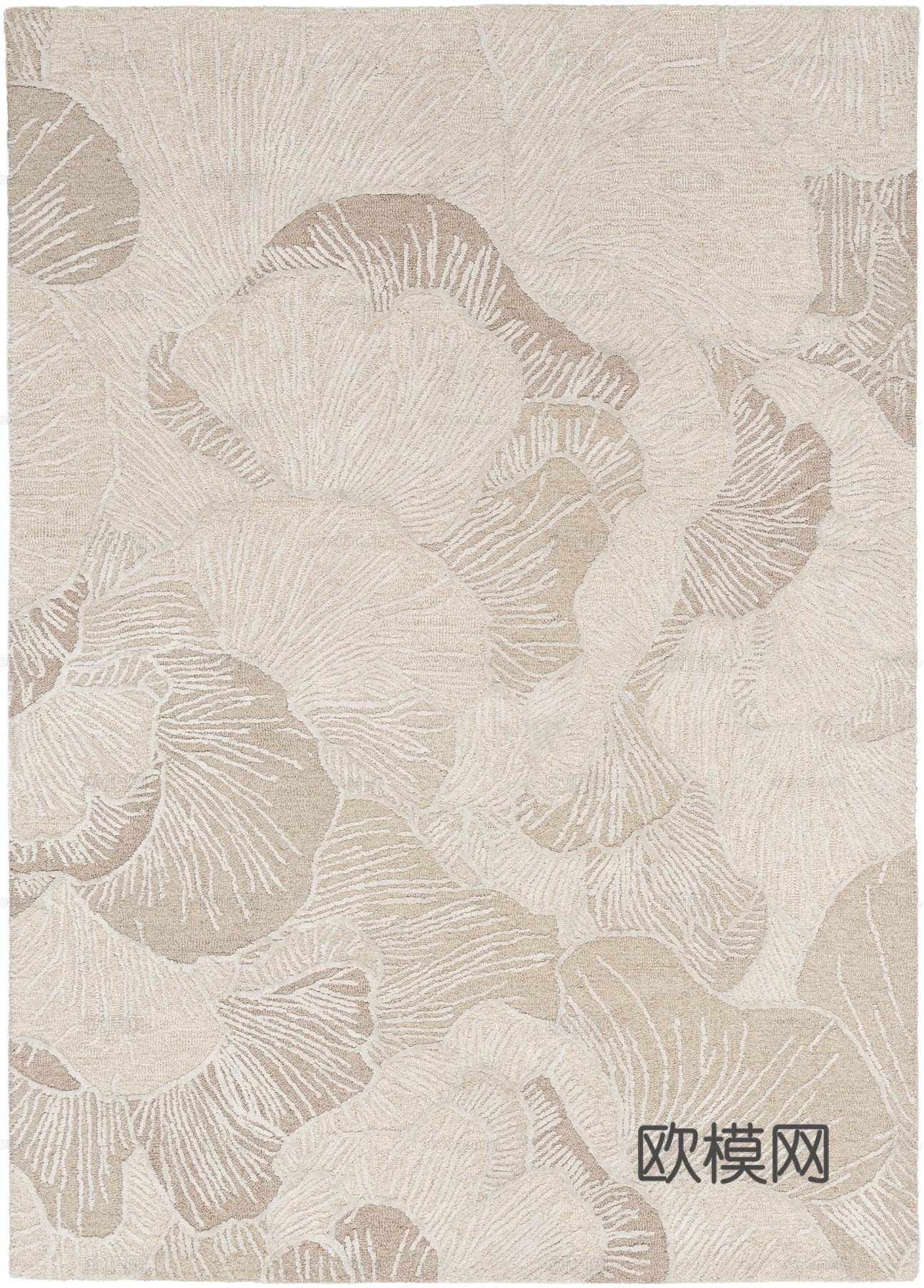 新中式现代地毯 几何地毯 浅棕色贴图