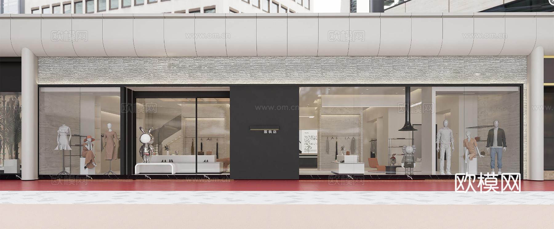 奶油风时尚男装女装服装店 最新全套施工图设计cad施工图