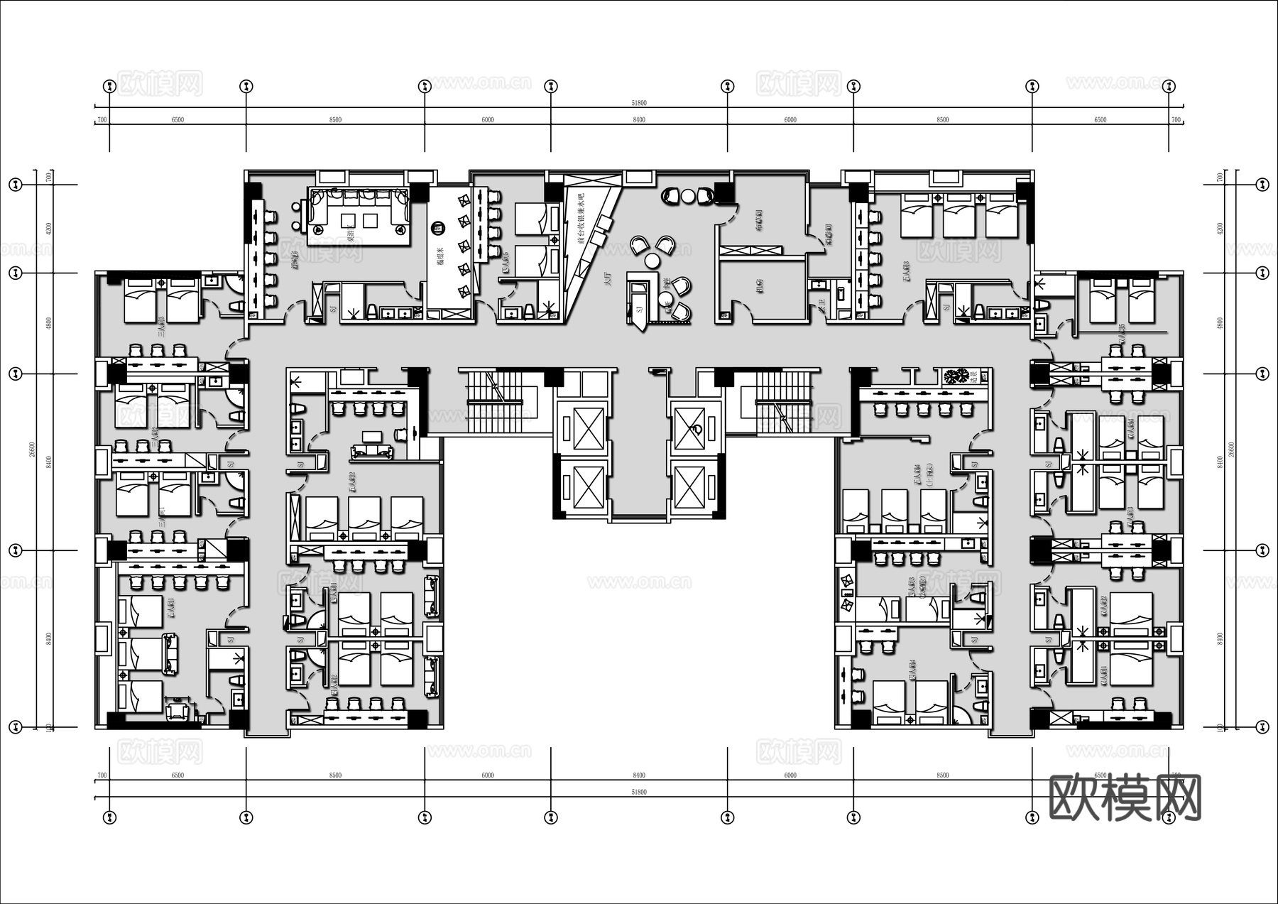 780平电竞酒店 最新平面施工图设计cad施工图