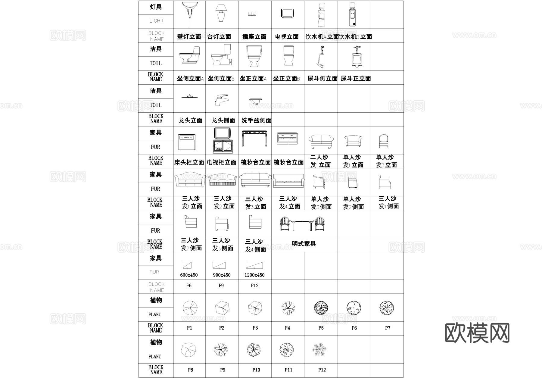 健身家具电器工装CAD图库cad施工图