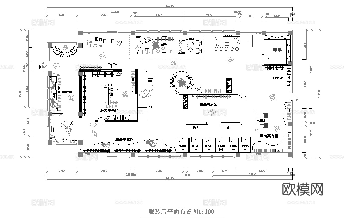 男装女装服装店专卖店 最新全套施工图设计cad施工图